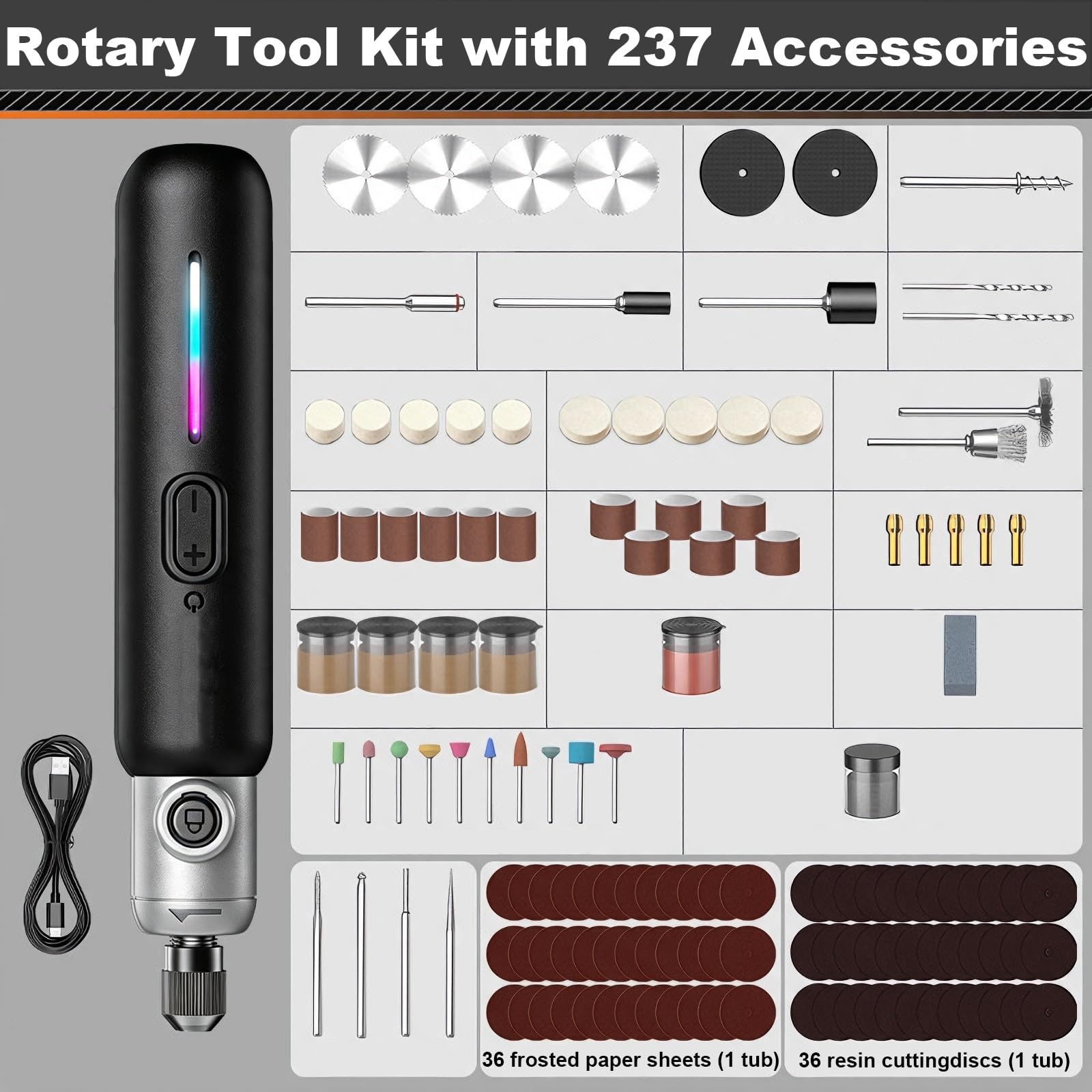 Utensile Rotativo Senza Cavo, 8 velocità Regolabili