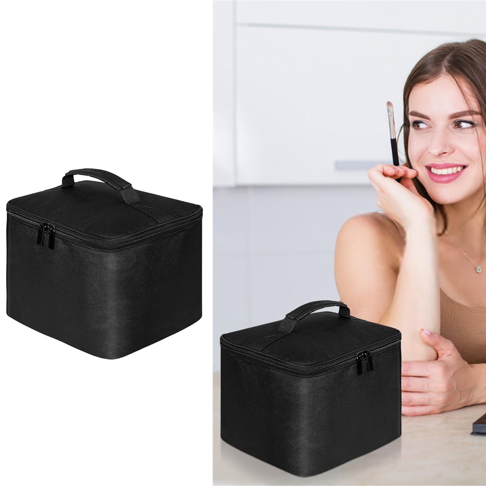 Neceser de maquillaje con divisor ajustable para mujeres y niñas, bolso de viaje, a prueba de salpicaduras, cosméticos para el cuidado corporal, almacenamiento versátil