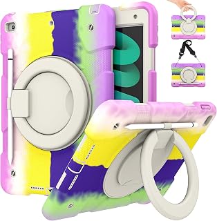 ANDNARY iPad 9th/ 8th/ 7th Generation Case 10.2 inch with Pencil Holder [360 Rotating Handheld Stand], Full-Body & Drop-Proof Case for iPad 10.2 inch 2021/2020/2019 (Colorful Purple)