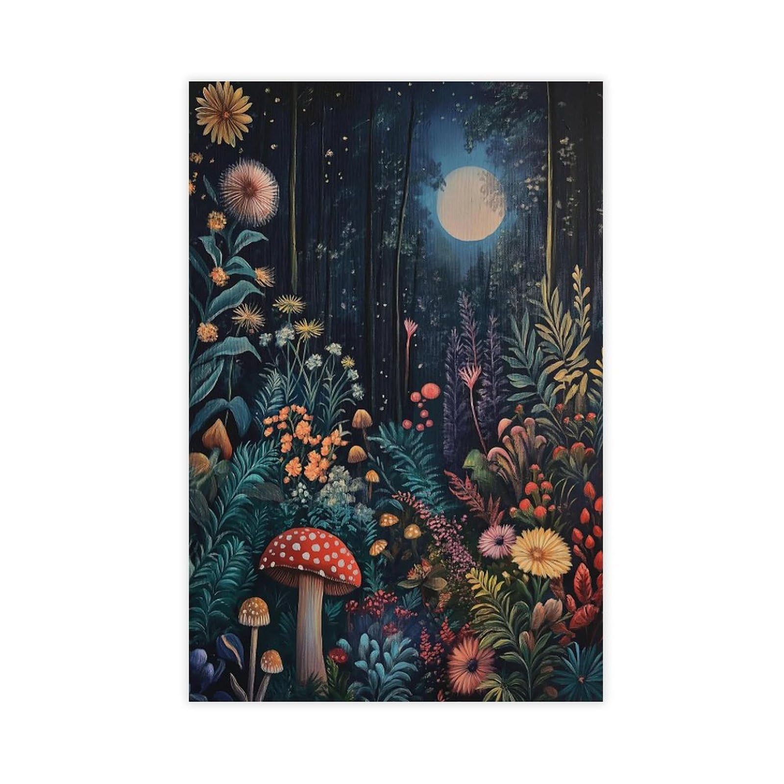 Bareronor Whimsical Mushroom Poster Canvas Poster Bedroom Decor Landscape Office Room Decor Gift 24" L X 36" W