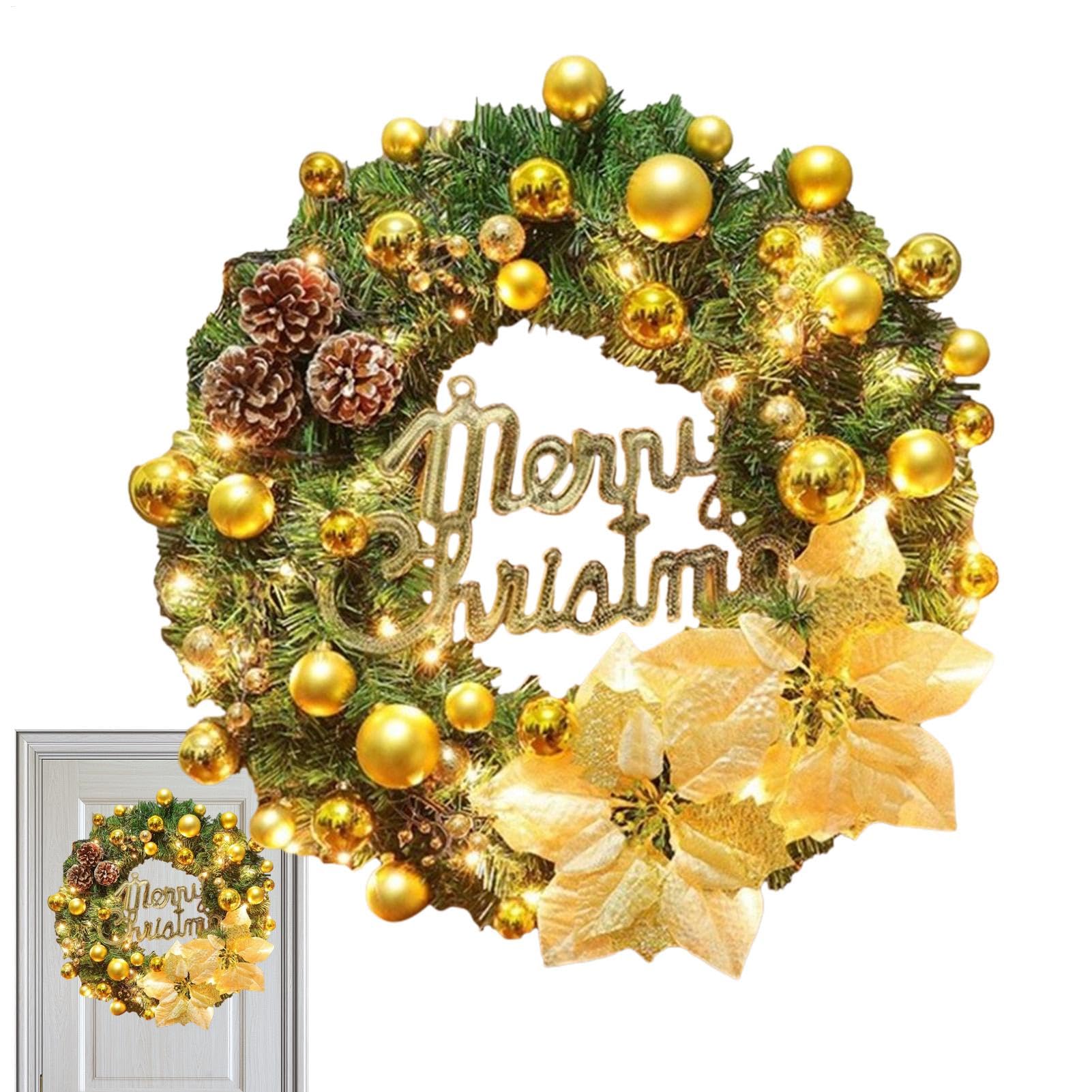 LED Weihnachtskranz Vorbeleuchtete 40 cm Weihnachtskugeln