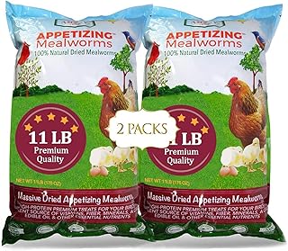 Amzey Appetizing Mealworms 22lbs-100% Non-GMO Dried Mealworms - High-Protein Meal Worm Treats -Perfect for Your Chickens,Ducks,Wild Birds,Turtles,Hamsters,Fish