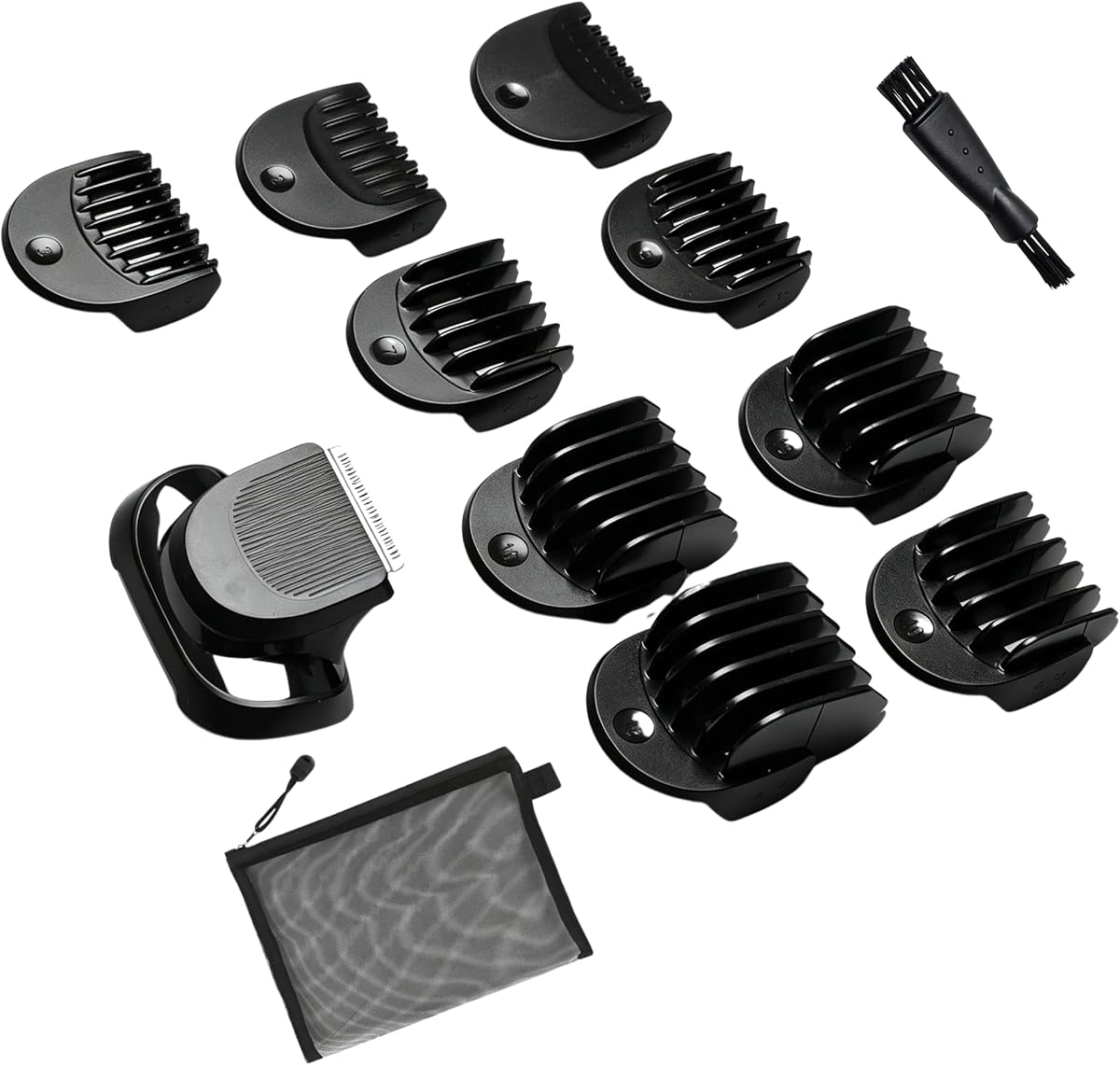Accesorio para recortadora de barba con peines guía largos y cortos (1 mm-19 mm) apto para afeitadoras Braun Series 5, 6, 7, paquete de 9 piezas de repuesto para afeitadoras 5018s 5020s 6075cc 7071cc 7085cc | 9 tamaños de hasta 19 mm para un cuidado de la barba versátil y un corte de pelo en casa