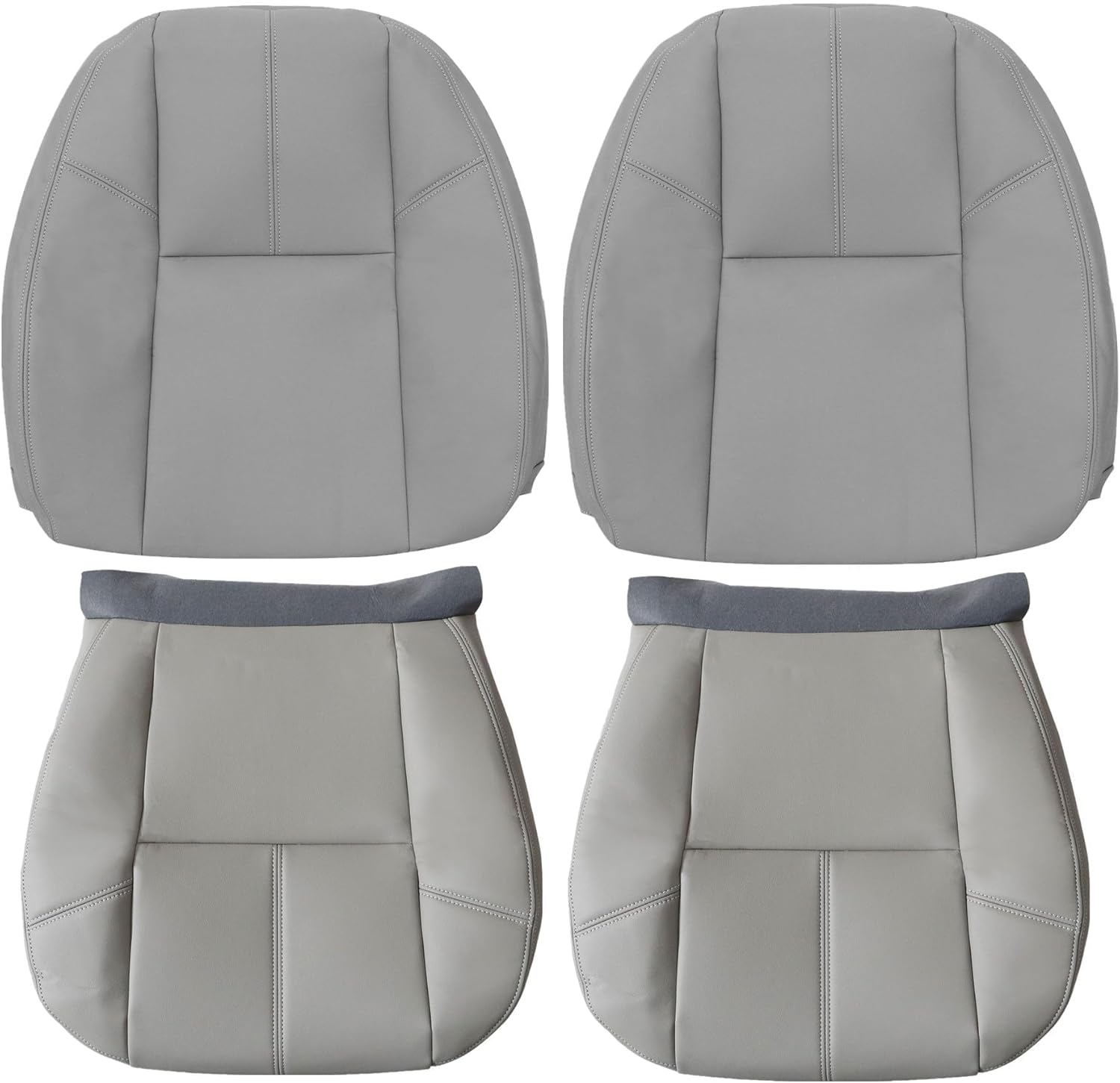 4PCS Driver & Passenger Side Bottom & Top Lean Back Seat Covers Gray Compatible with Chevy Tahoe Suburban Avalanche Silverado GMC Yukon Sierra 2007 2008 2009 2010 2011 2012 2013 2014