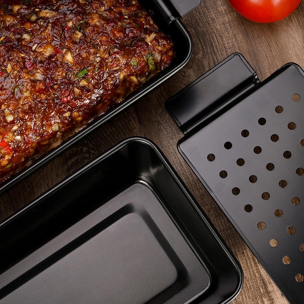Meatloaf Pan with Drain Tray, 9 Inch x 5 Inch – Large BPA-Free Oven Loaf Pan for Baking, Bread, Cakes, Roasting Meat, & More