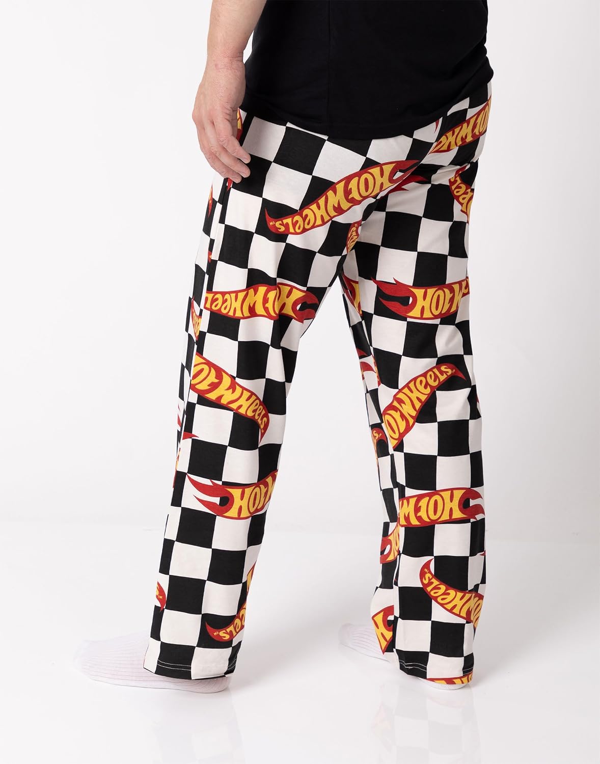 Hot Wheels Logo Mens Checkered Lounge Pants | Drawstring Casual Loungewear | Ideal for Relaxing at Home or Casual Outings