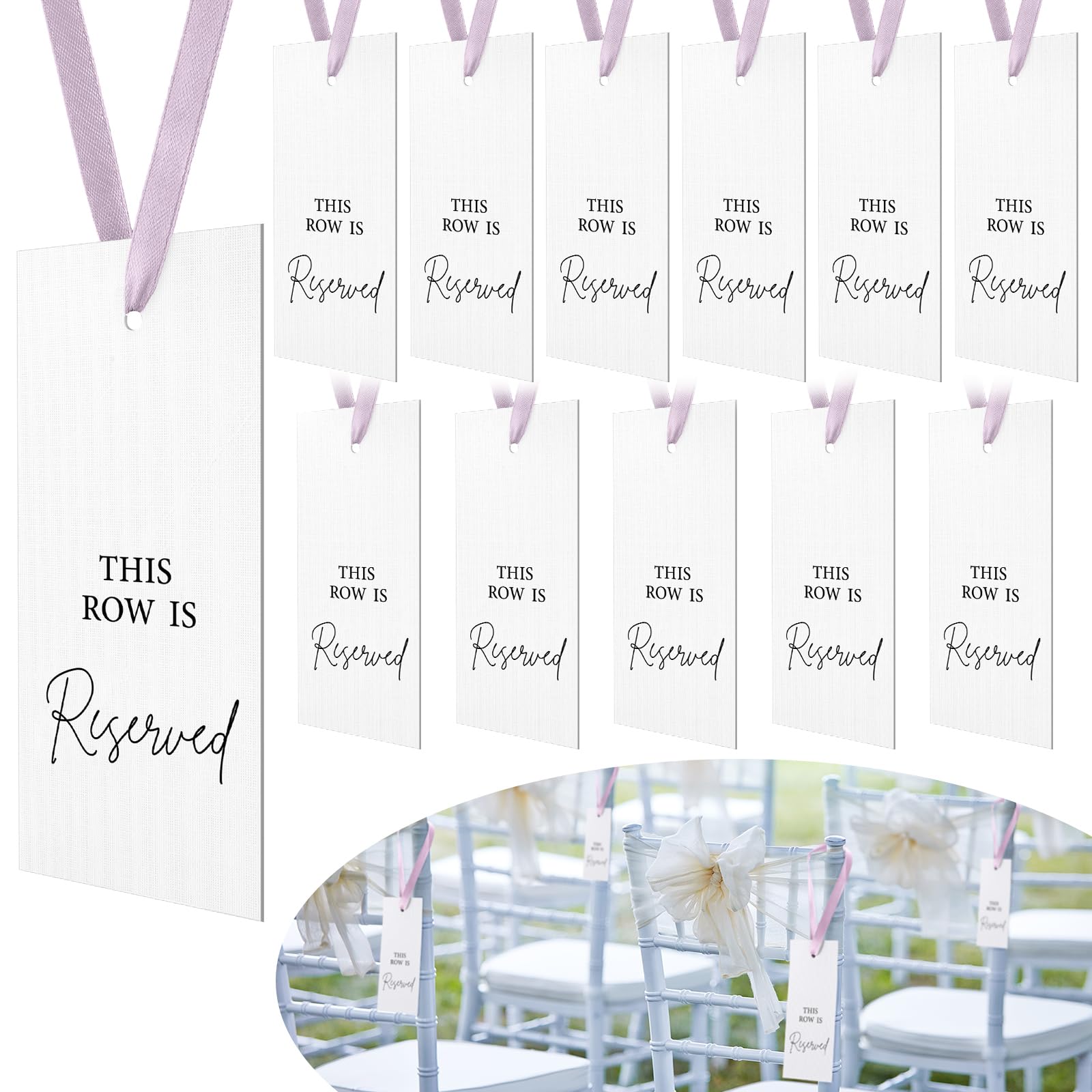 Clabby 12 Pack Paper Reserved Chair Signs Hanging Wedding Reserved Seating Signs Bulk for Ceremony Church Events Pews Restaurant(Purple)