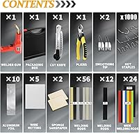 Vista 8 de Soldador de plástico de 220 W, kit de soldadura de plástico, reparación de parachoques de automóvil, 1000 grapas calientes y 92 piezas, 7 tipos