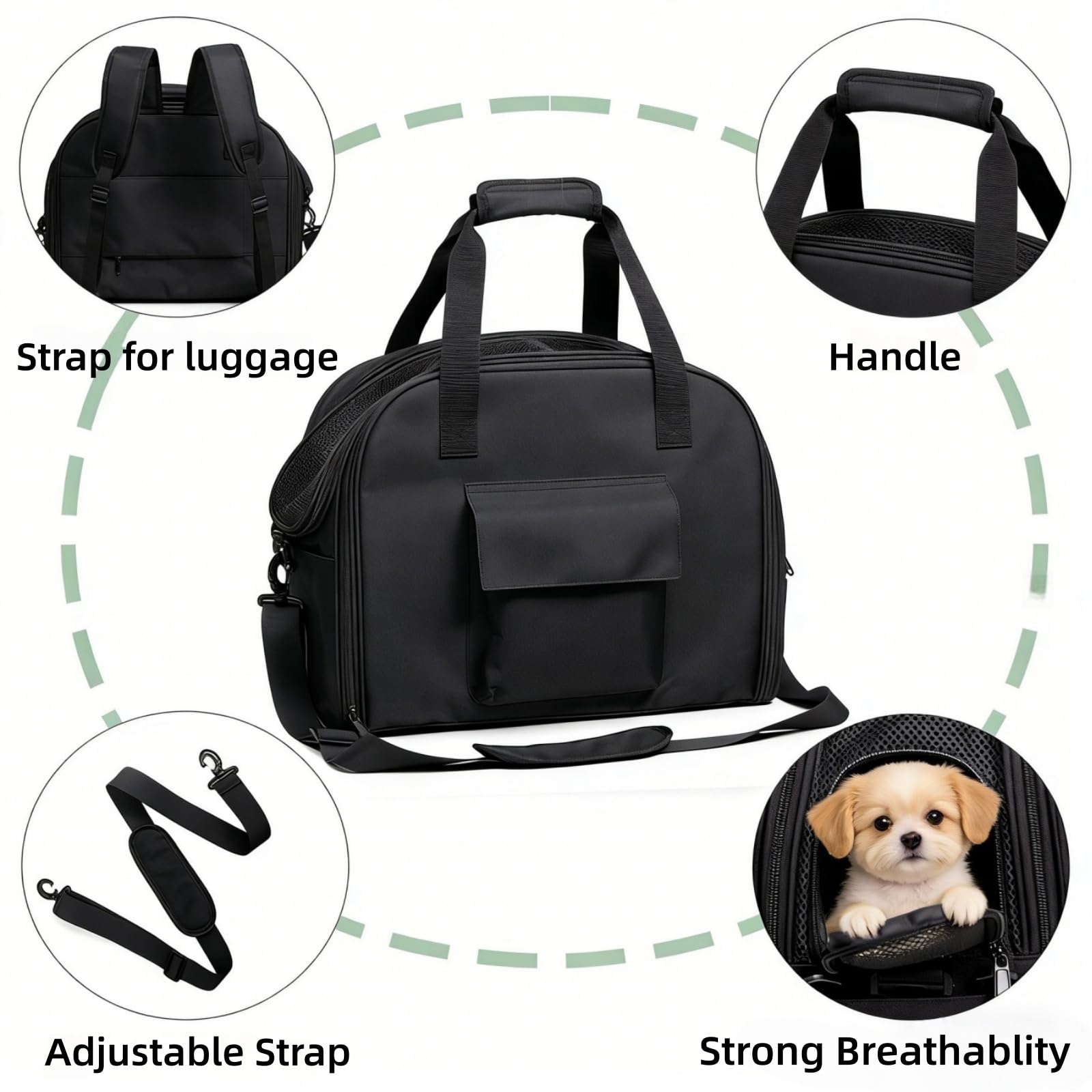 Black Cat Dog Backpack Carrier, Portable Cat Dog Tent, Expandable Large Soft Pet Carrier Backpack for Small Cats Dogs Puppies, Cats Travel Carrier Airline Approved Suitable for Hiking Camping - image 4