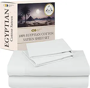 California Design Den Certified Luxury 100% Egyptian Cotton Sheets California King Size Set - Soft Sateen, Deep Pockets, Cool and Durable Bedding Sheets & Pillowcases Set - Ivory (Cream Tone)