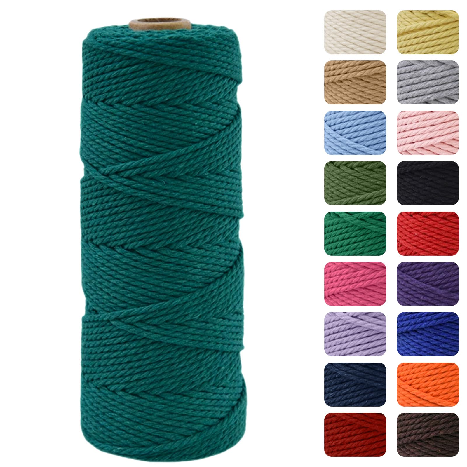 MOMAHUA 3MM Macrame Cord Rope 100m Dark Green Chemical Free Rope for DIY Crafts,Home Decor and Gift Wrapping,Christmas Wedding Decors