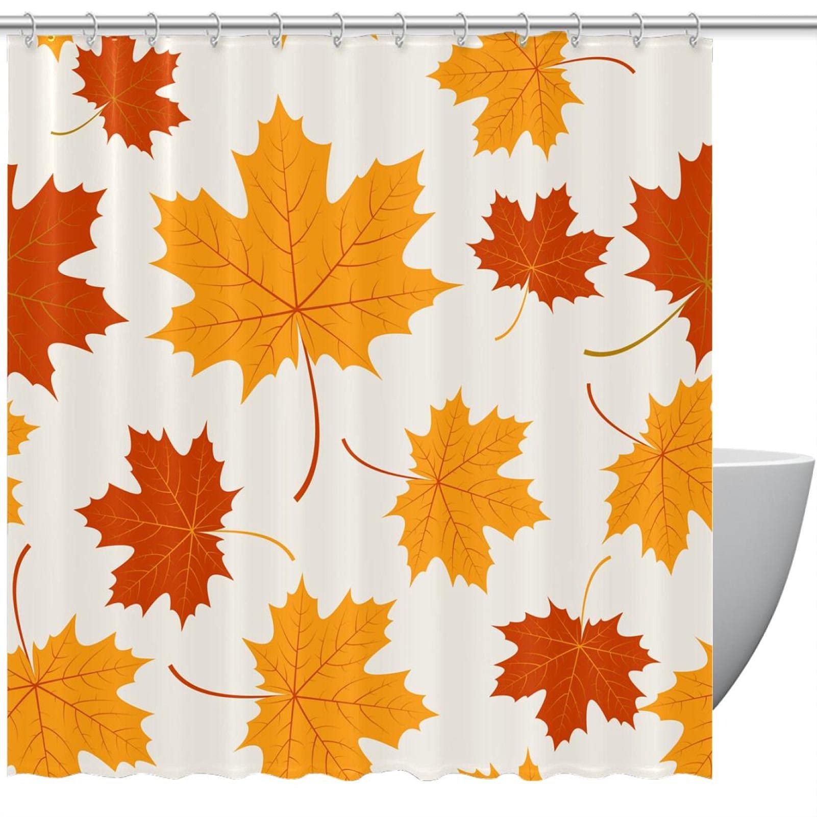 Rideau de douche automne lavable pour une ambiance nature dans la salle de bain