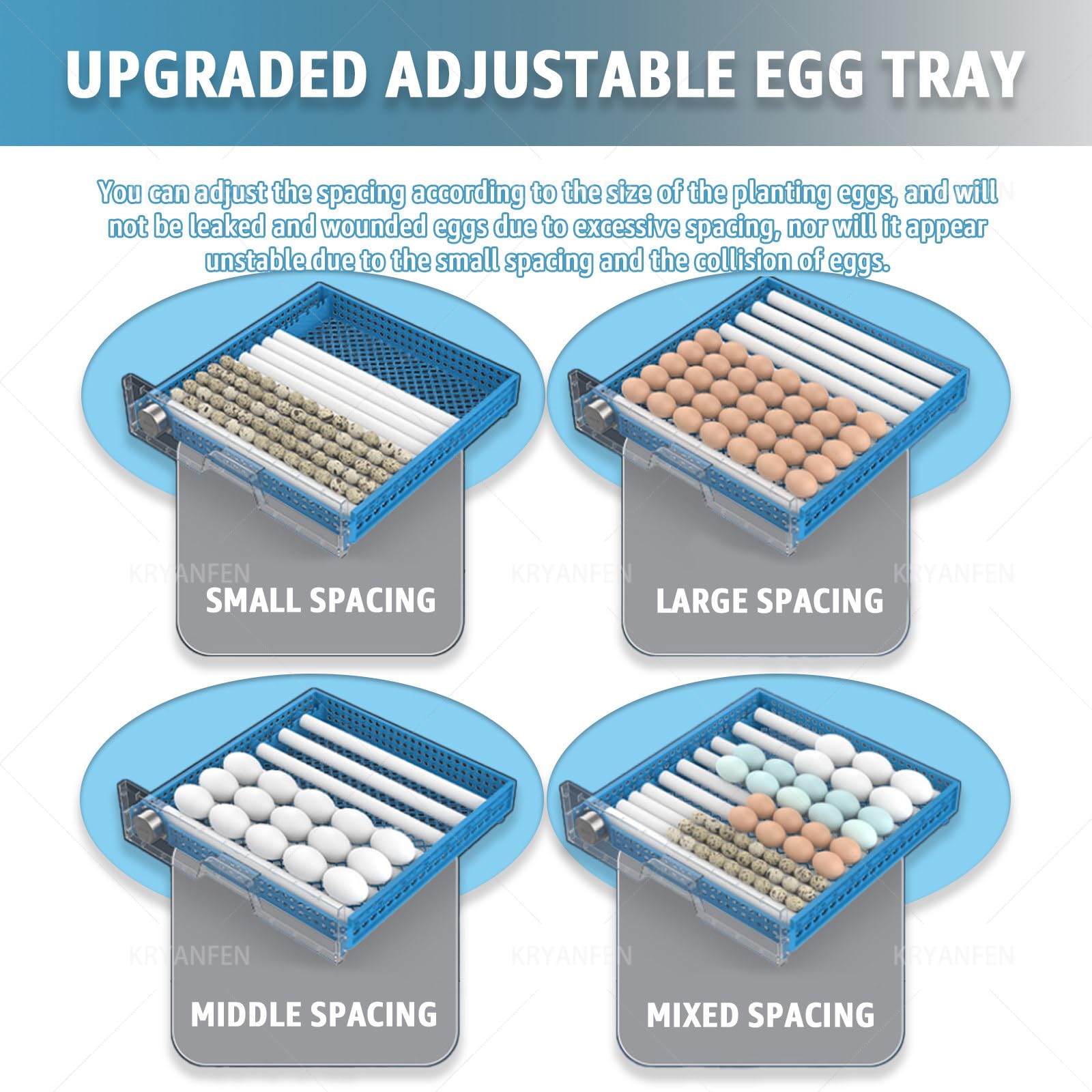 Inkubator do Jaj Kurzych Inkubator do Jaj Gęsich 64 Jaj Automatyczne Podawanie Wody I Sterowanie Wilgotnością Przydatny do Kur, Kaczek, Gęsi I Ptaków Layer4:256eggs