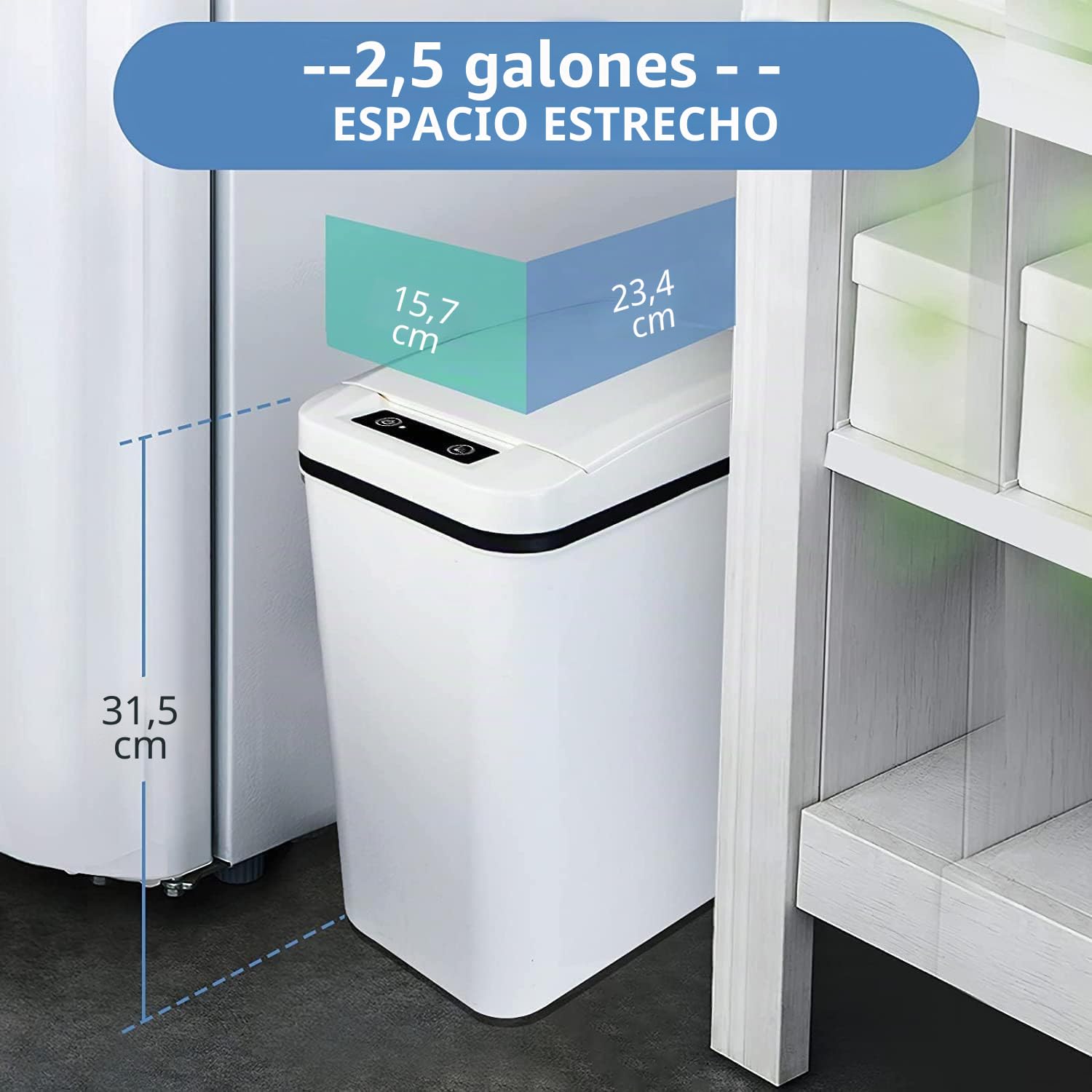 Cubo de Basura Automático con Sensor de Apertura Cubo para Cocina | Sensores Infrarojos Tapa Desmontable,Blanco,12 L Cubo de Basura Sin Contacto para Hogar Oficina Baño Cocina