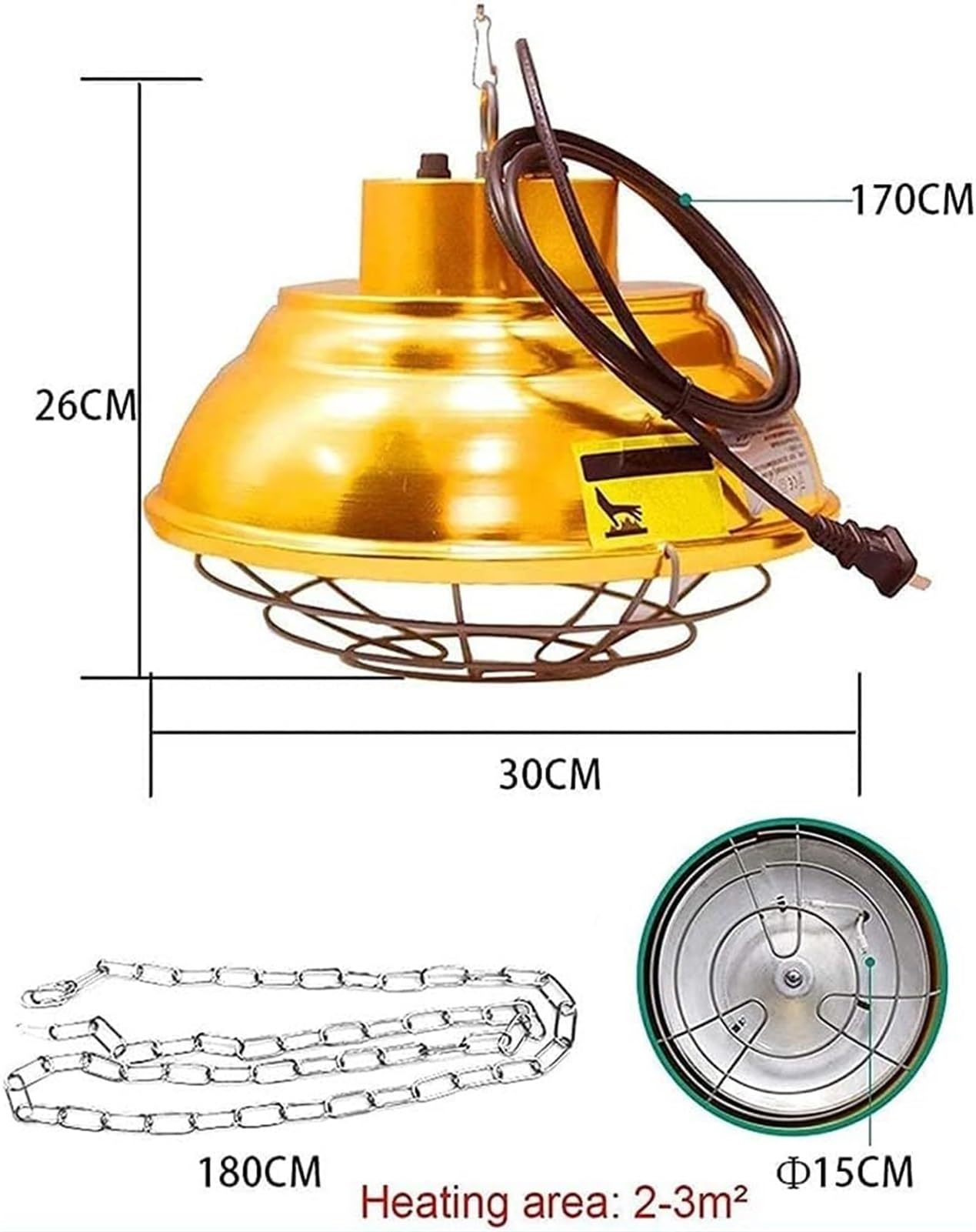 NEZIH Lampe chauffante infrarouge 200 W-400 W avec thermostats et ampoule pour poussins, reptiles, chiots, chatons, agneaux, canards et autres animaux de compagnie