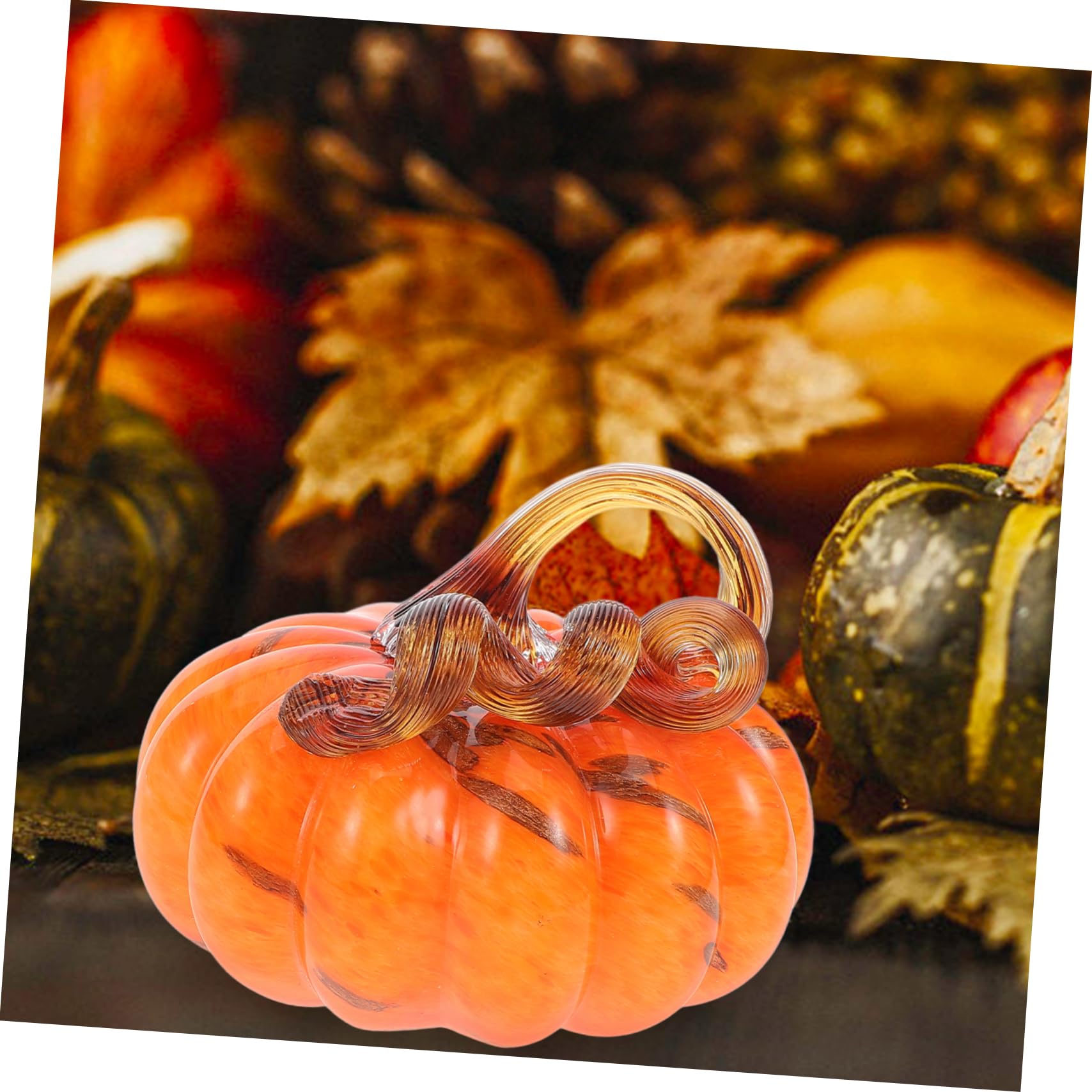 IMIKEYA Künstliches Halloween-kürbis- Mundgeblasene Kürbisstatue Aus Glas Miniatur-kürbisfigur für Den Herbsttisch Erntedankfest und Halloween-partyzubehör