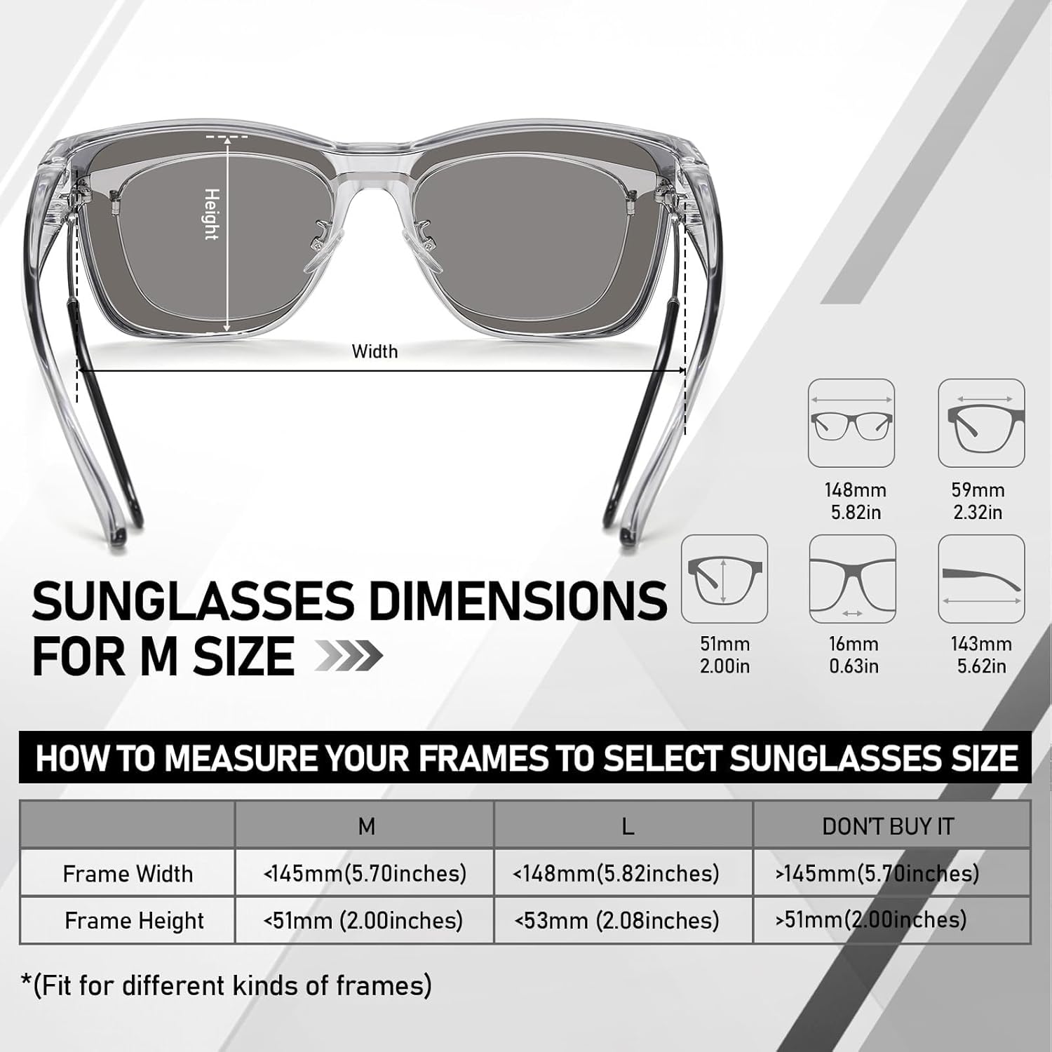 HAOLOTA Fit Over Sunglasses-Polarized for Driving Men, Stylish Square Fashionable Prescription Sunglasses UV400 Protection - Image 3