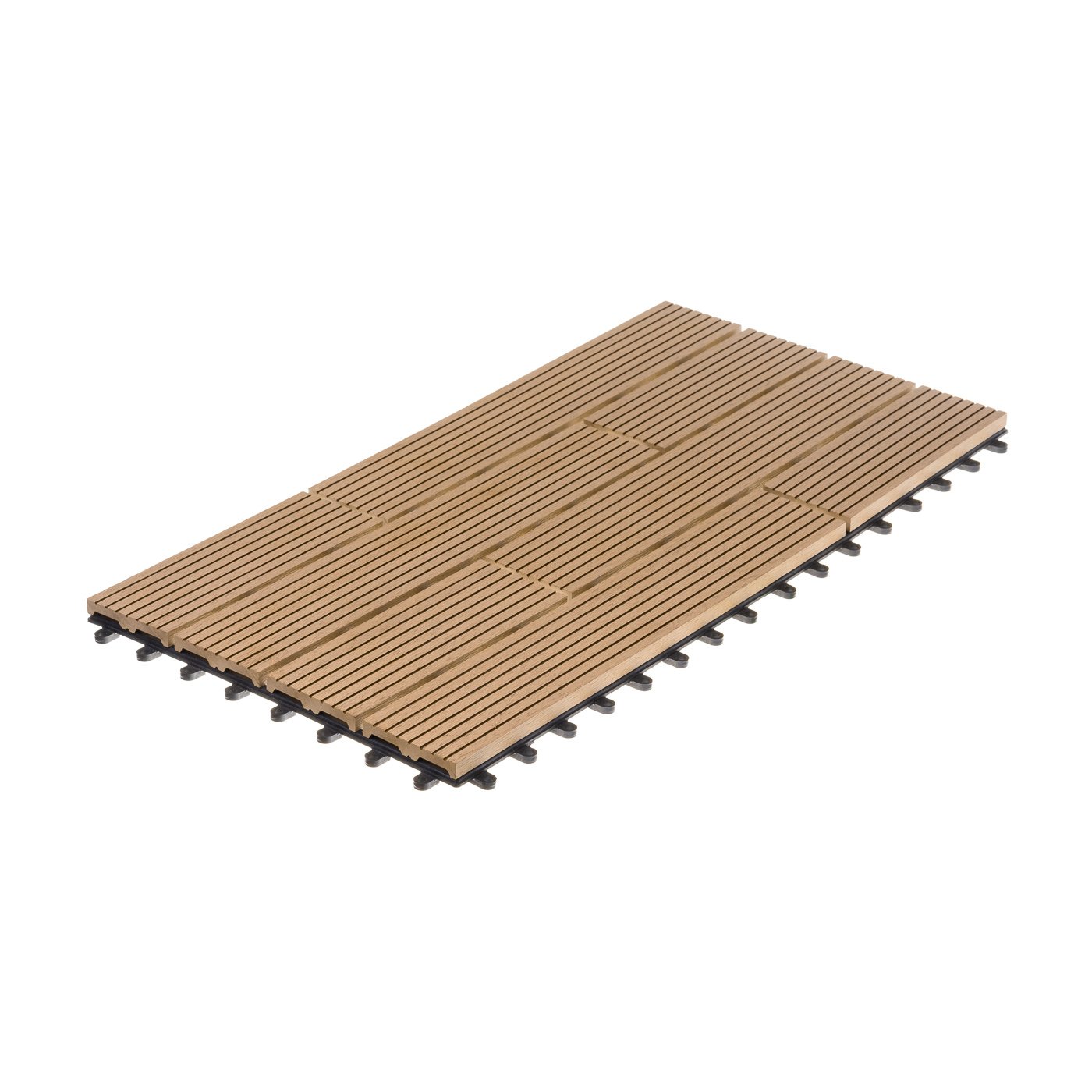 Ventanara® WPC Holz Kunststoff Fliesen Terrassenfliesen Klickfliesen Balkonfliesen 11 Stück (30 x 60 cm, Natur versetzt)