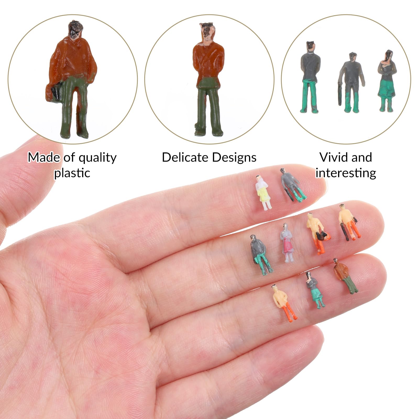Sibba 100 Pcs Mini People Figurines 1: 150 Scale Little People Toys Architectural Painted Tiny Model Sitting Standing Miniature Figurines Model for Miniature Scenes 1 × 0.5cm - Image 3