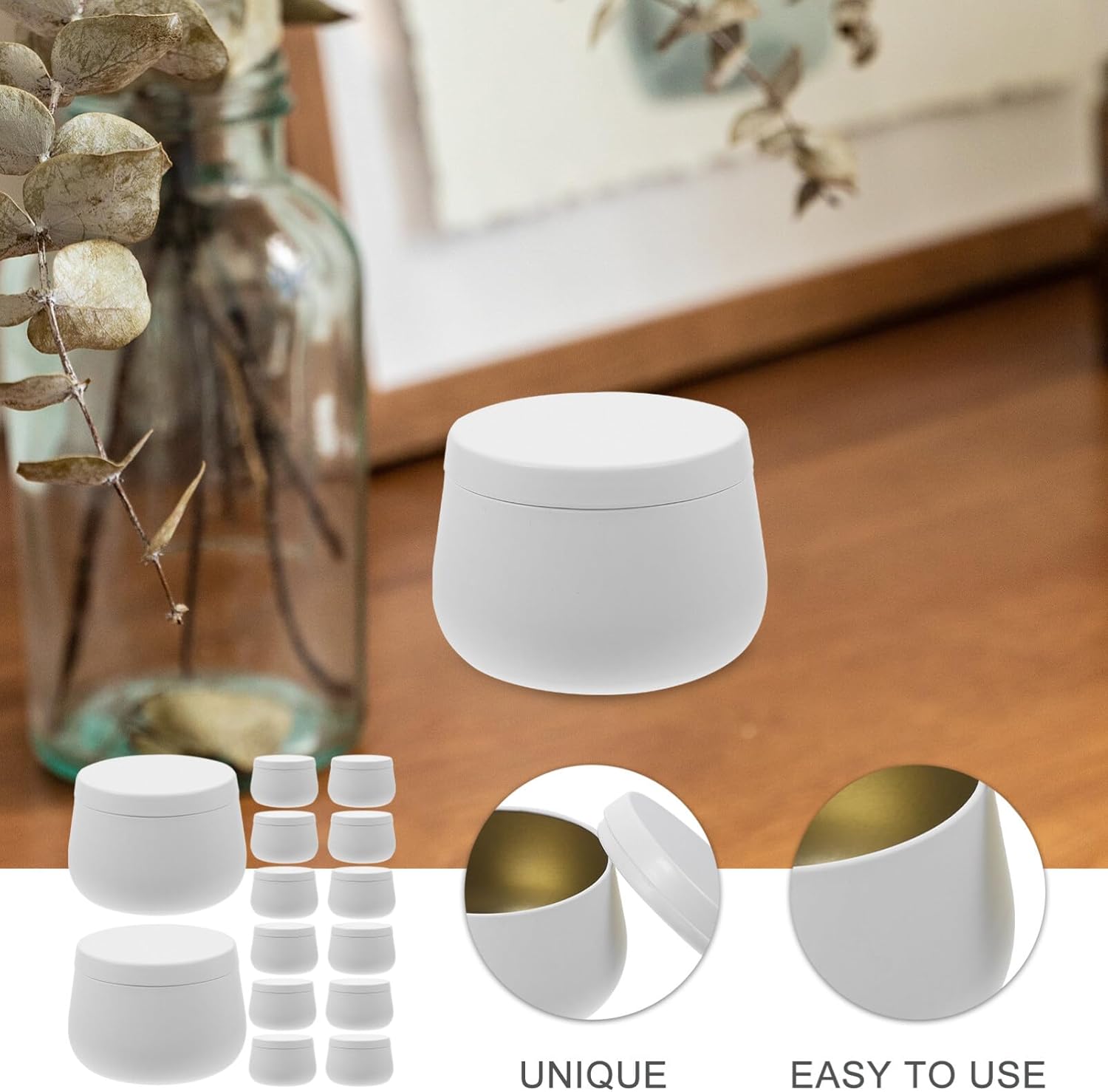 Candy Tea Candle Jar 24pcs Small Tin Storage Box with Lid Round Tinplate Container 4oz Capacity