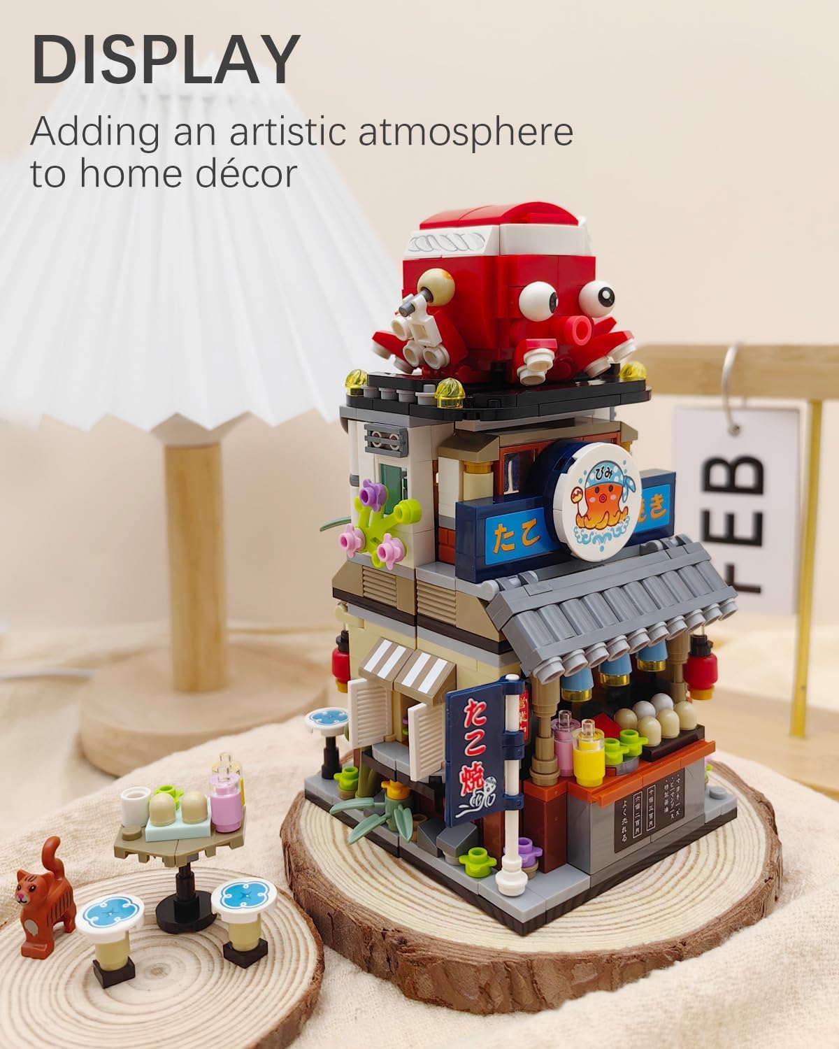 Japanese Street View Takoyaki Shop Building Blocks Set, Theme Store Simulation Architecture Creative Model, Mini Bricks Construction Building Toy for Adults (1218)
