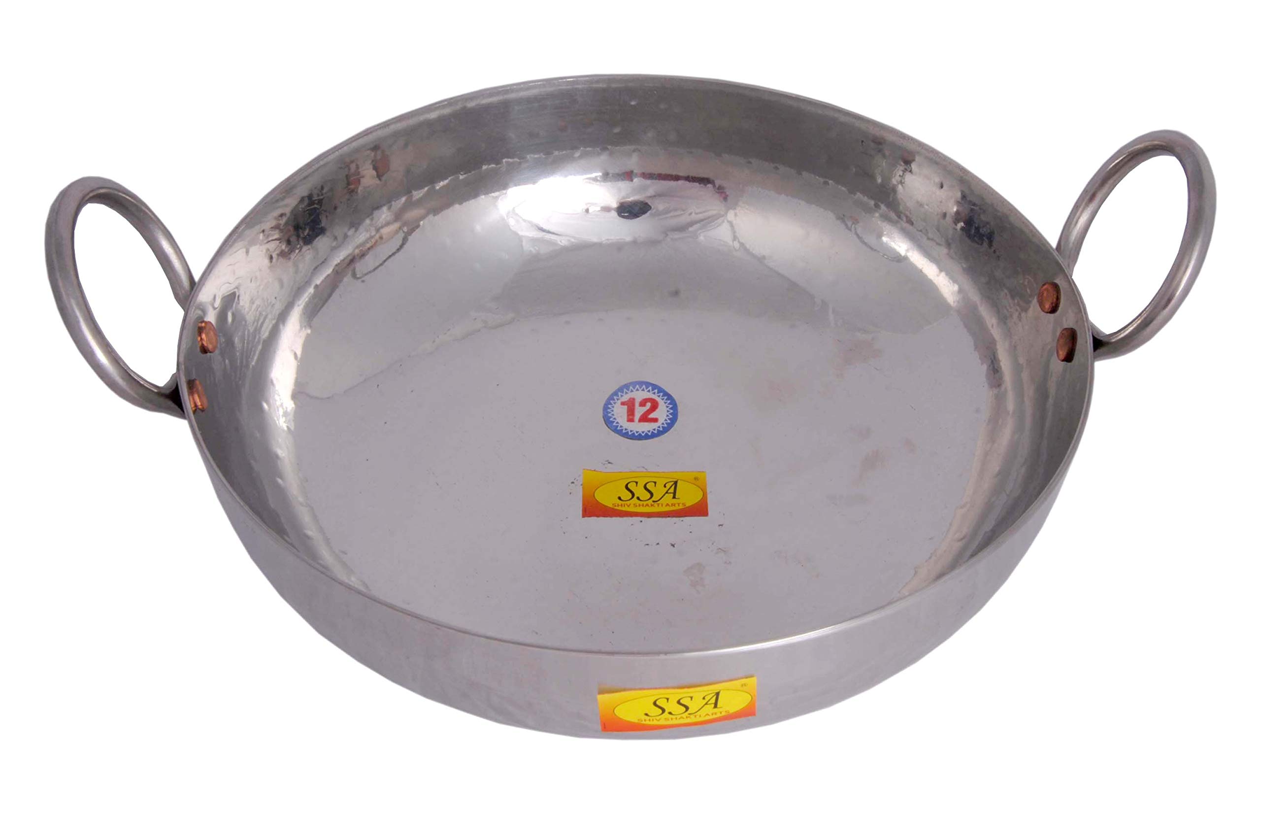 SHIV SHAKTI ARTS® Multi Utility - Heavy Gauge - Stainless Steel Kadhai with Serving Spoon & Riveted Handle for Serving & Cooking Food in Home, Hotles & Resturants(No.2 | 2500 ml - Hammer Design) - Image 4 thumbnail