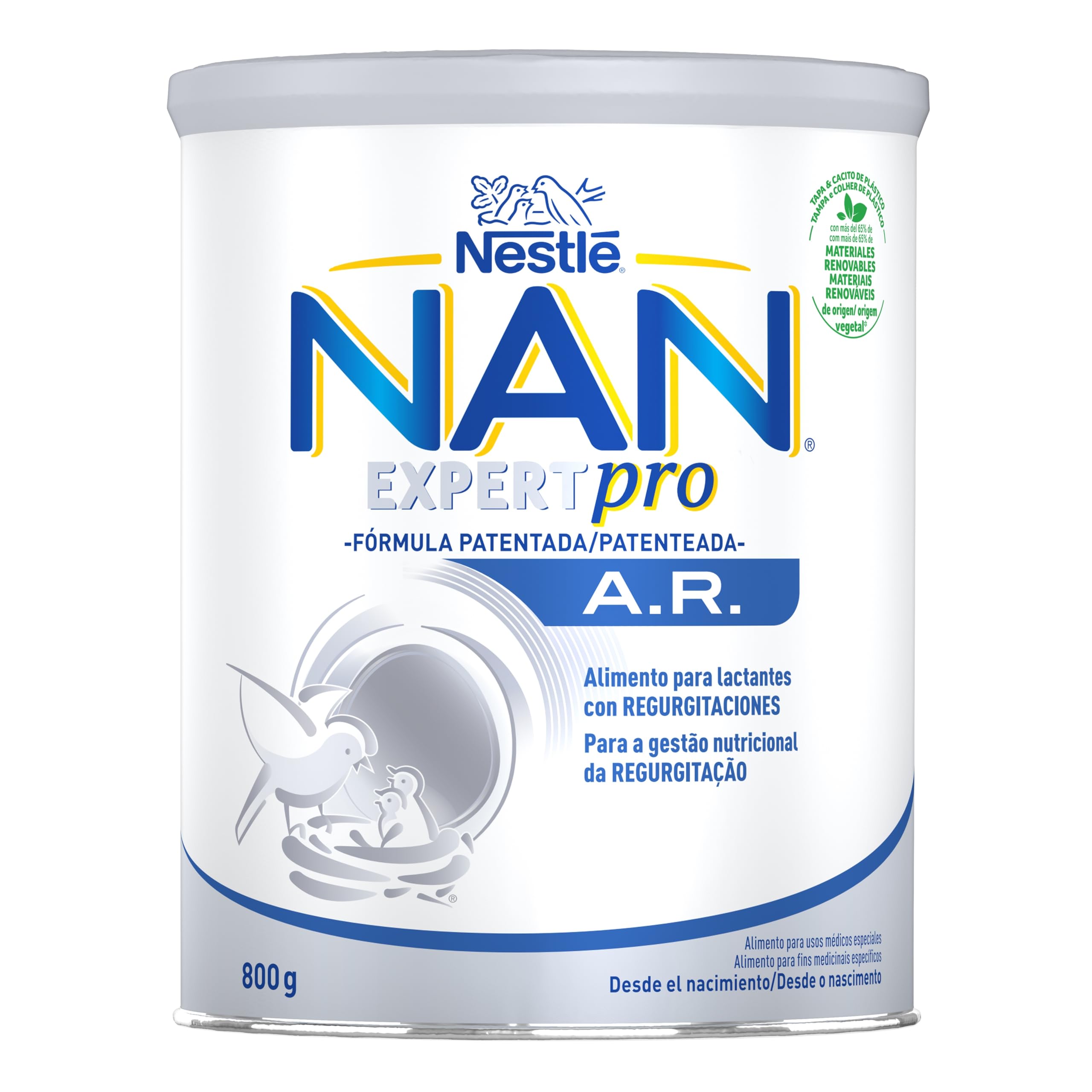 Nestlé NAN A.R. Alimento en polvo para lactantes con regurgitaciones, bote de 800g