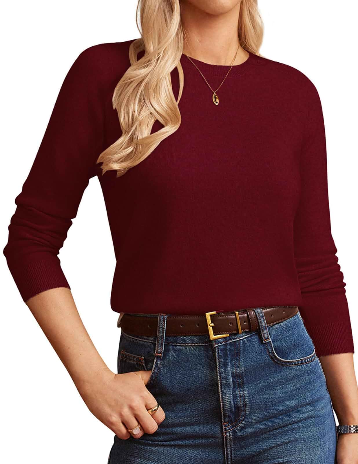 GRACE KARIN Cashmere Sweaters for Women Merino Wool Crew Neck with Socks Long Sleeve Soft Knit Pullover Layer, 2026 Fall Fashion Clothes, Basic for Dressy Casual Work