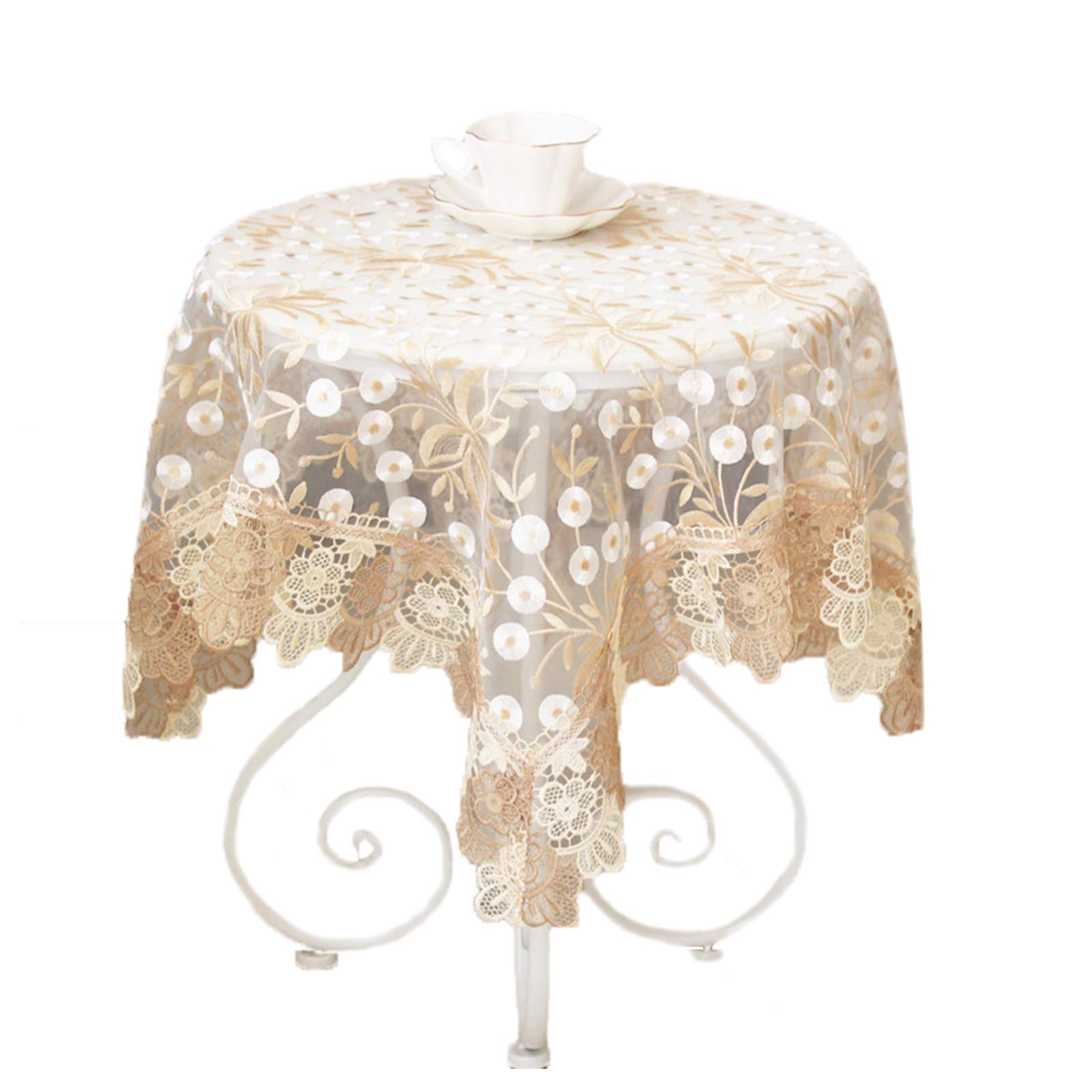 Nappe en dentelle rectangulaire couverture table brodee anti-poussiere