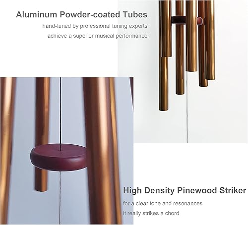 Miniatura 5 de Campanillas de viento para exteriores, 30 pulgadas, 6 tubos de aluminio inoxidables, campanillas de viento conmemorativas de tono profundo,