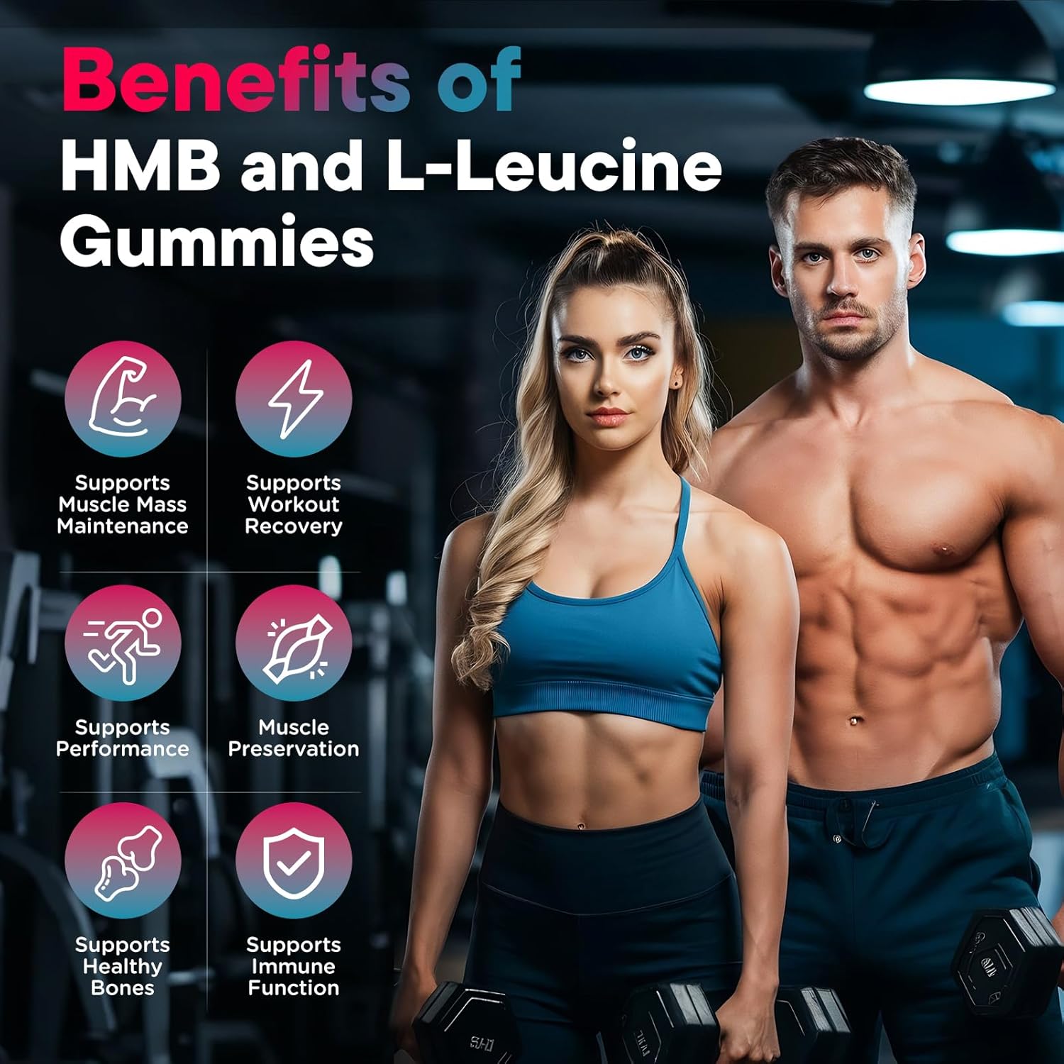 HMB and L-Leucine Gummies, 4500mg HMB and Leucine Supplements for Men & Women, Sugar-Free, Strawberry Flavored, 120 Count - Image 4