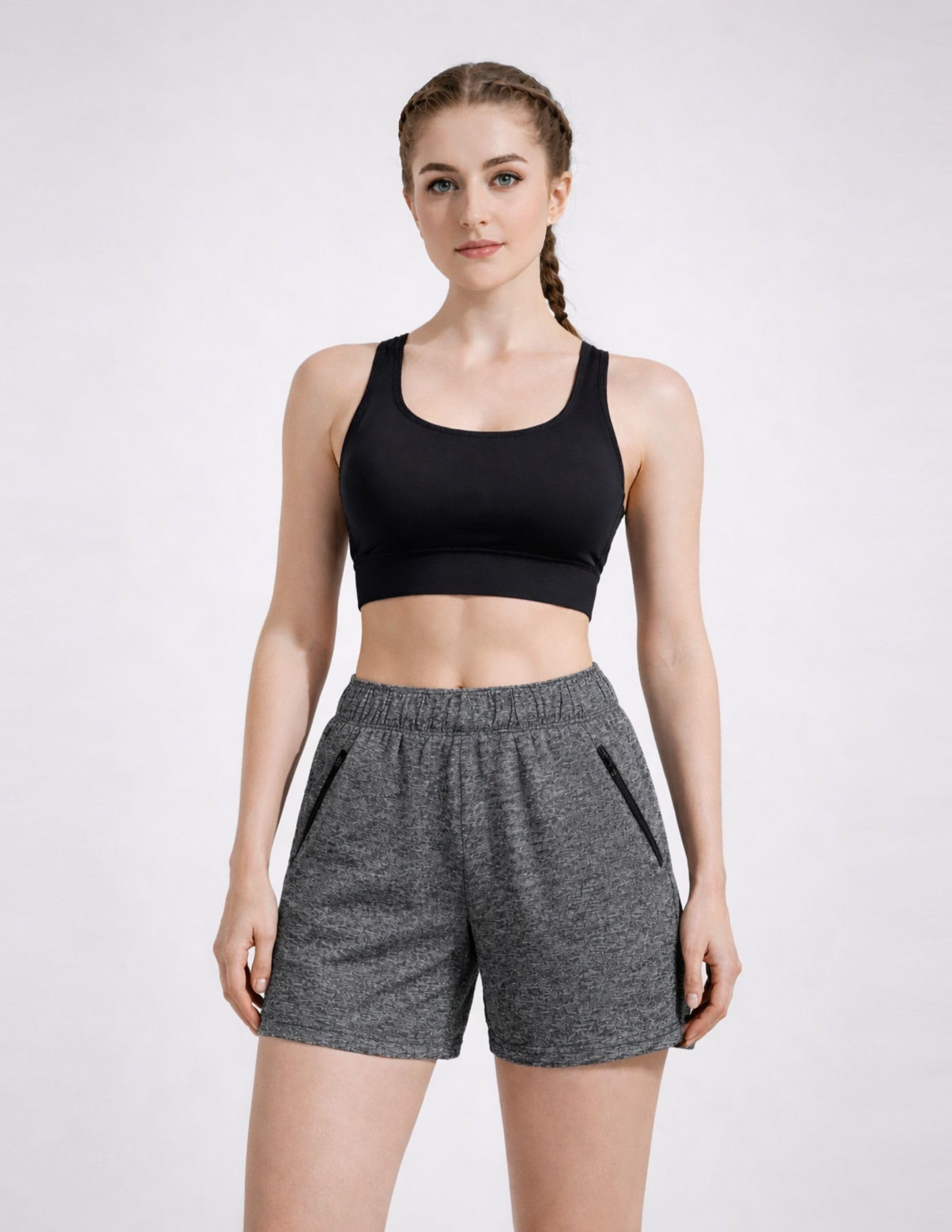 Liberty Imports 5-inch Yoga Training Shorts With Zipper Pockets Pantalones cortos de yoga Mujer (Pack de 5)