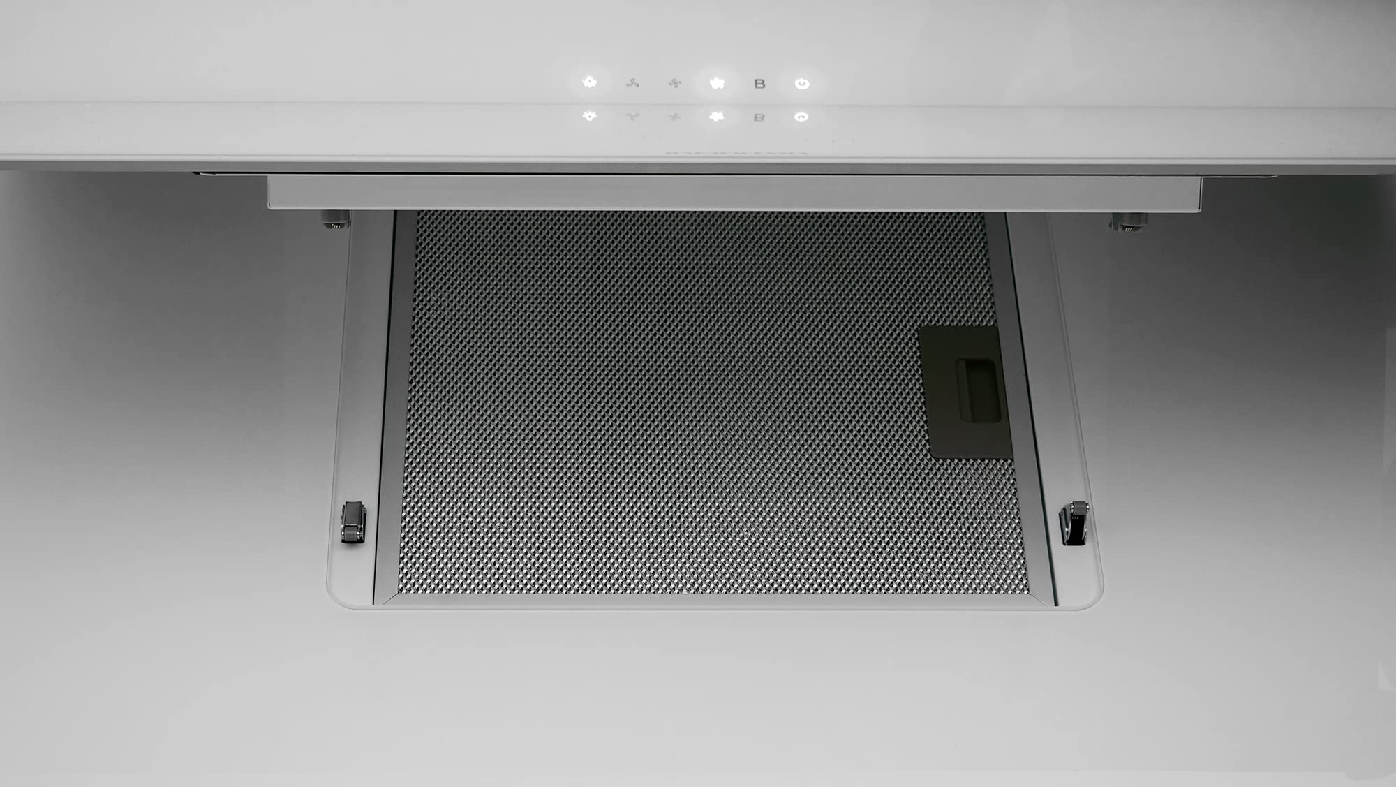 INFINITON | Campana Extractora 90cm CMPTRAL-A92B | Campana para Cocina | 800 m³ / h | Extractor con Potencia Intensiva | 3 Velocidades | Panel Táctil | Luces LED | Filtros de Aluminio | Cristal Blanco