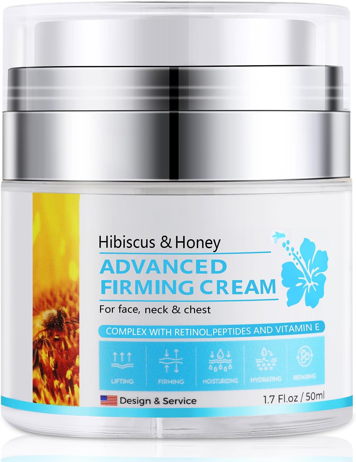 50ml Neck Firming Cream Hibiscus and Honey, Neck Cream with Retinol & Peptide, Anti-Wrinkle Neck Creams for Tightening and Firming, Advanced Neck & Face Tightening and Lifting Cream