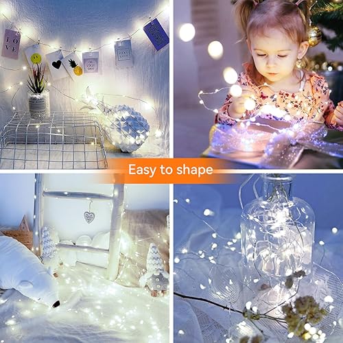 Miniatura 3 de litogo - Paquete de 24 luces de hadas que funcionan con pilas, 7 pies, 20 luces LED impermeables, alambre plateado, guirnalda de luces para tarros