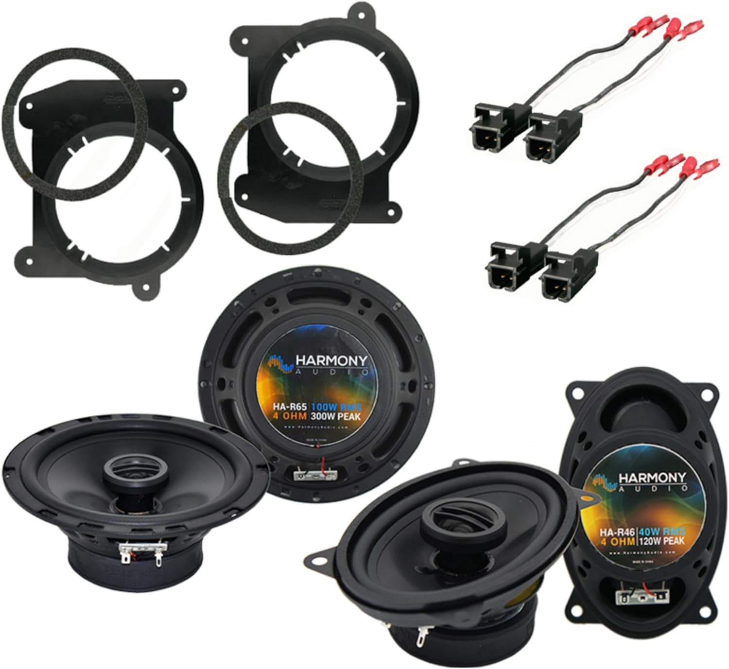Harmony Audio Bundle Compatible with 1994-2001 Chevy S-10 Truck HA-R46 HA-R65 New Factory Speaker Replacement Upgrade Package with HA-823043 Speakers Adapter Kit