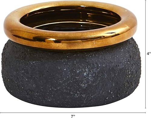 Miniatura 2 de Nearly Natural Maceta de piedra de 7 pulgadas con borde de bronce