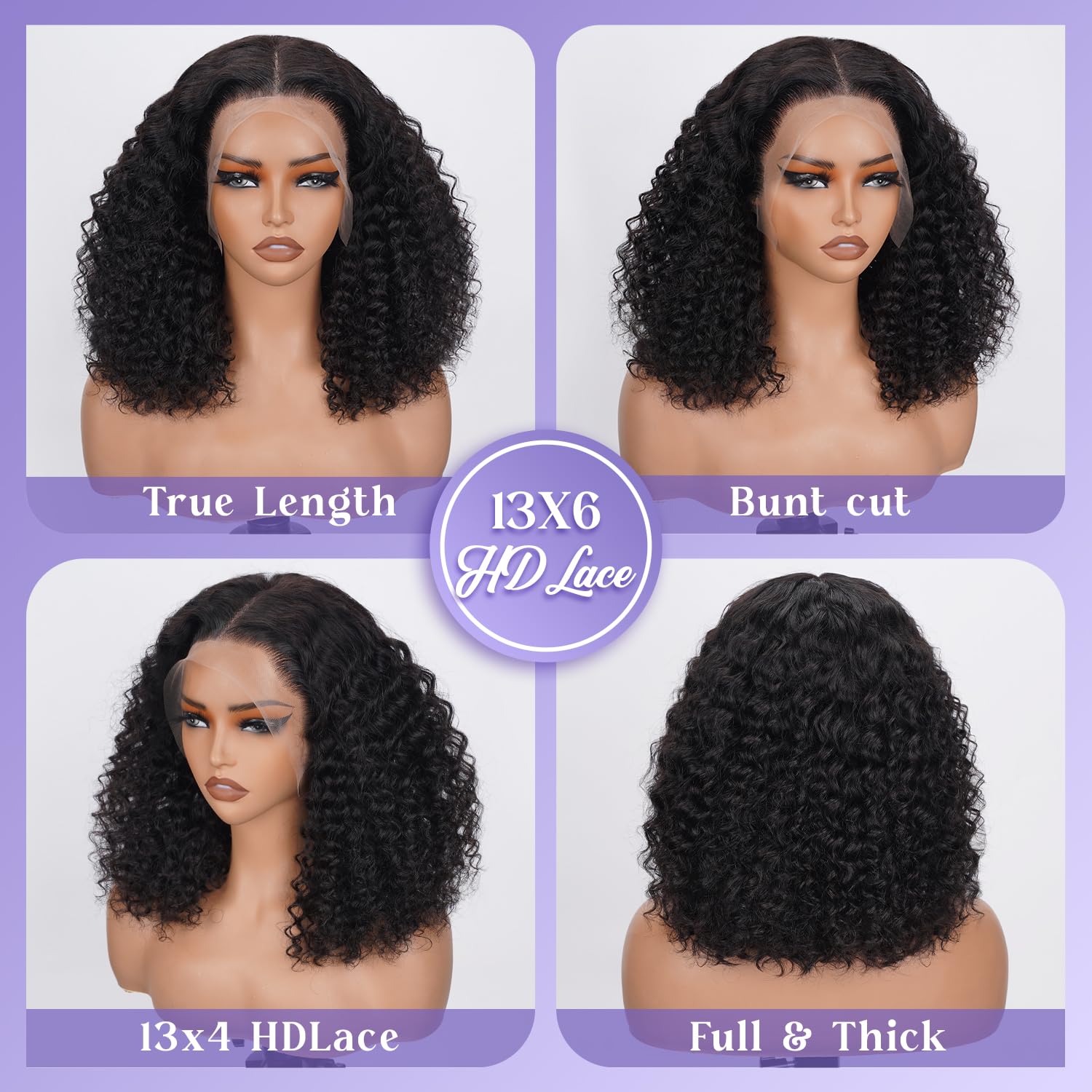 TOYERE Bob Wig Human Hair 13x6 Lace Frontal Deep Curly Wave, 200 Density Short Wigs for Black Women, Pre Plucked with Baby Hair Natural Hairline Easy to Style (14 Inch) Product Image 4