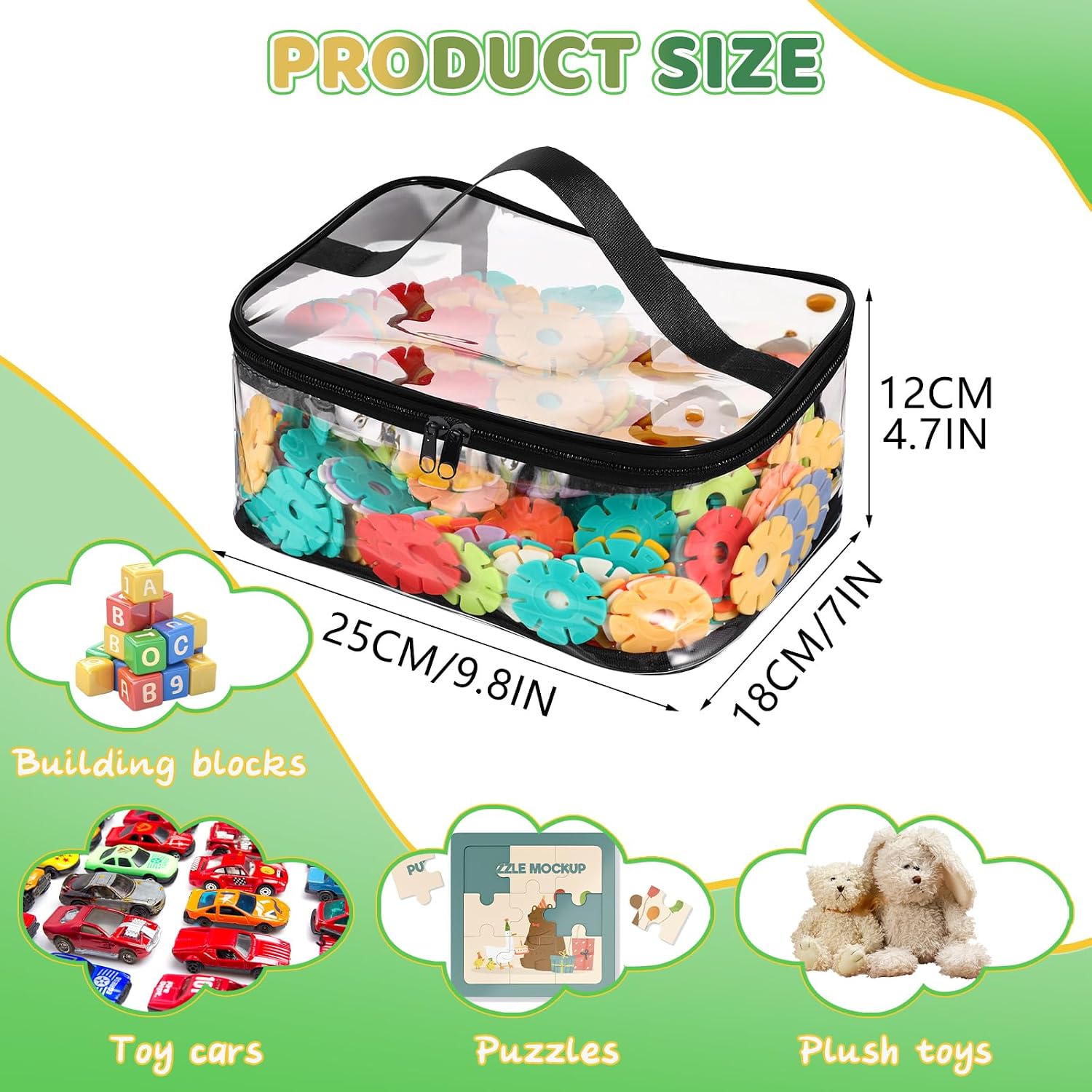 6 Pack Clear Toy Storage Bags, PVC Waterproof Toy Organizer, Black | Waterproof PVC, Transparent View, Reusable Zip Bags, Label Tags, for Blocks, Puzzles, Board Games, Travel and Home Storage thumbnail