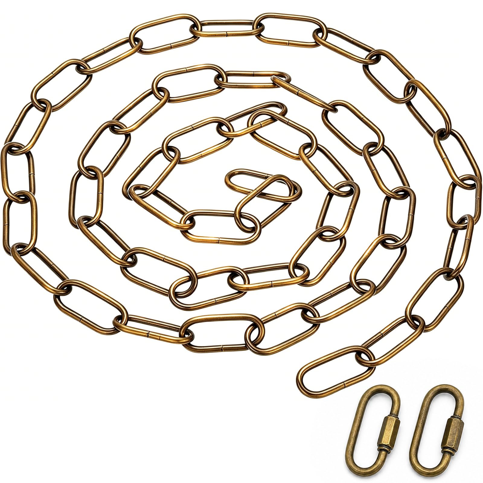 Antique Brass Hanging Chain 1.8M with 2pcs 4mm Locking Quick Links, 3mm Iron Light Chain for Hanging Plants Pendant Light Chandelier Frame Picture Bird Cage Indoor Decorative Hangings Chains