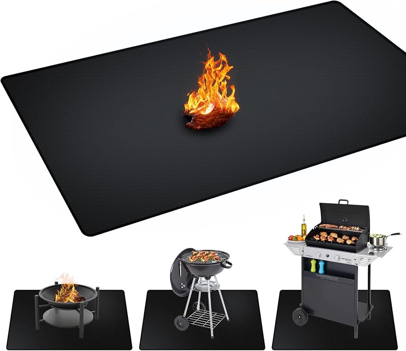 48 x 30 inches Under Grill Mats for Outdoor Grill Patio & Deck BBQ | Double-Sided Fireproof,Oil and Waterproof Protective Mat,Easy to Clean,Foldable Storage,Fire Pit,Fireplace