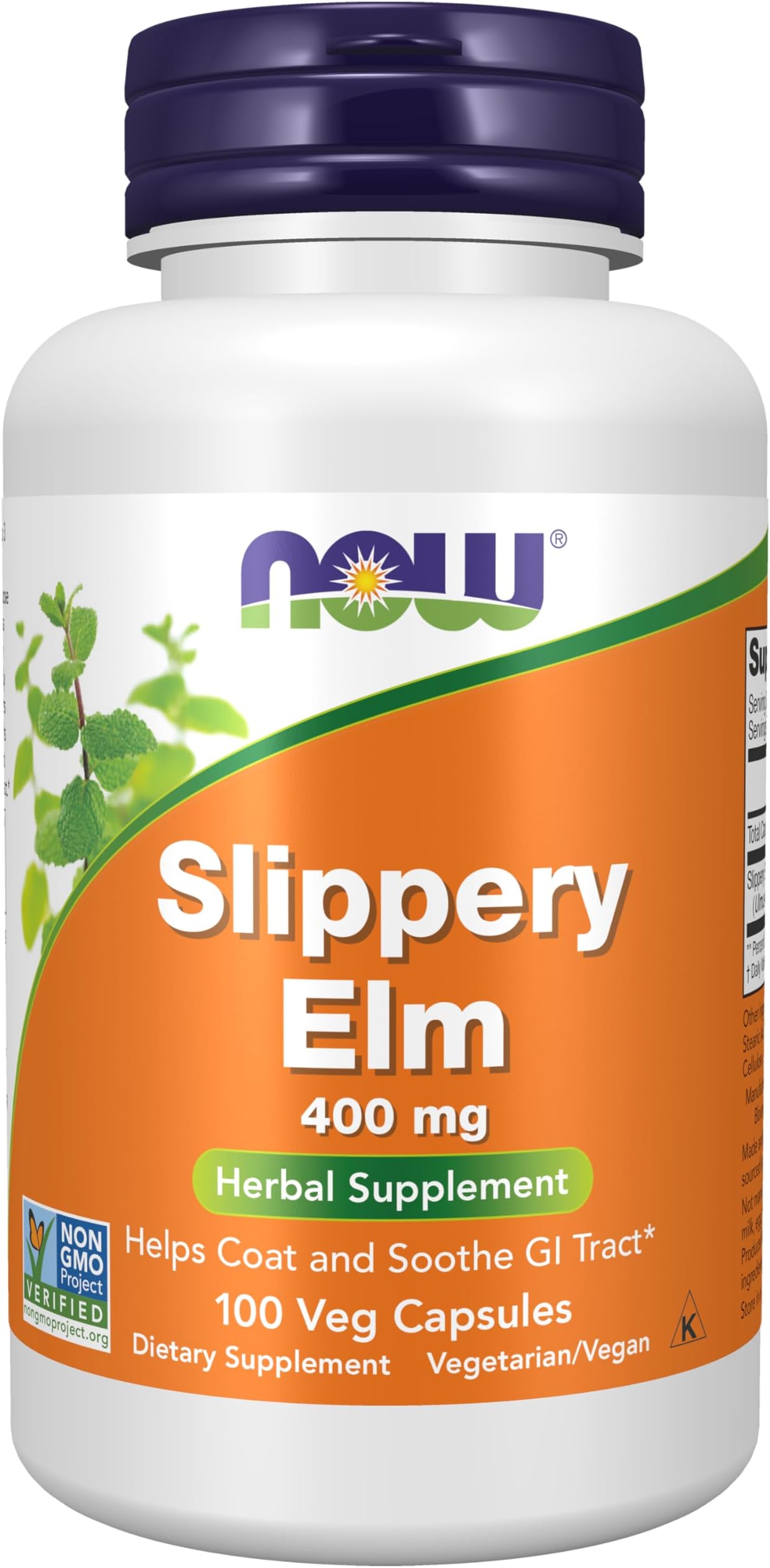 NOW Supplements, Slippery Elm (Ulmus rubra) 400 mg, Herbal Supplement, 100 Veg Capsules