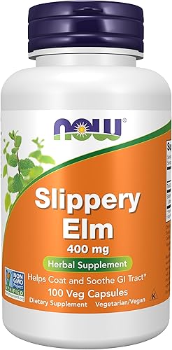 Now Foods Slippery Elm 400mg, Capsules, 100-Count (Pack of 2)
