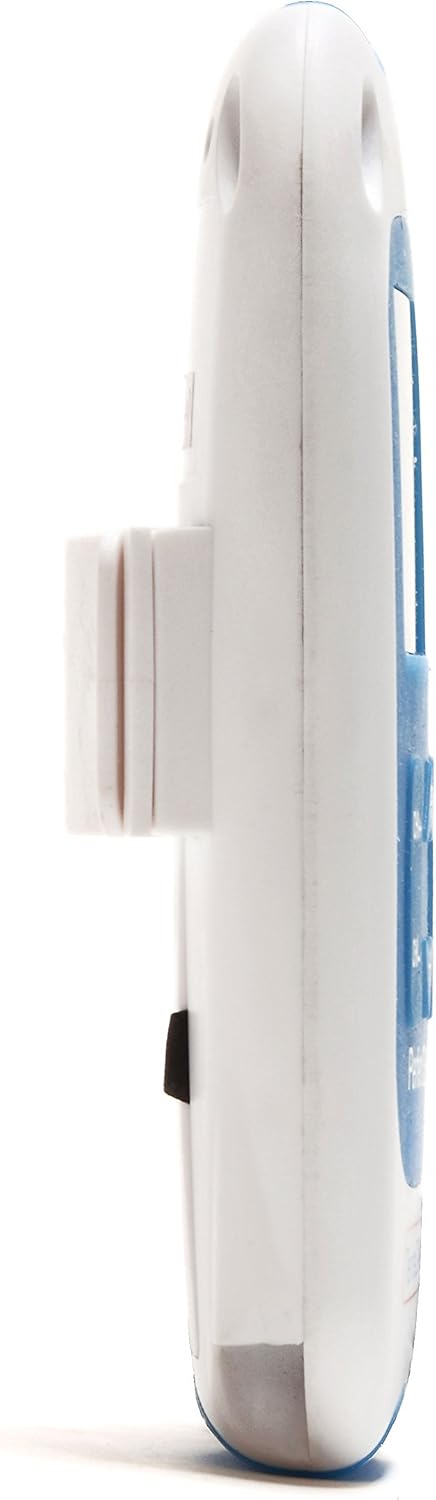 Side view of the TensCare Perfect TENS unit, highlighting the belt clip for portability.