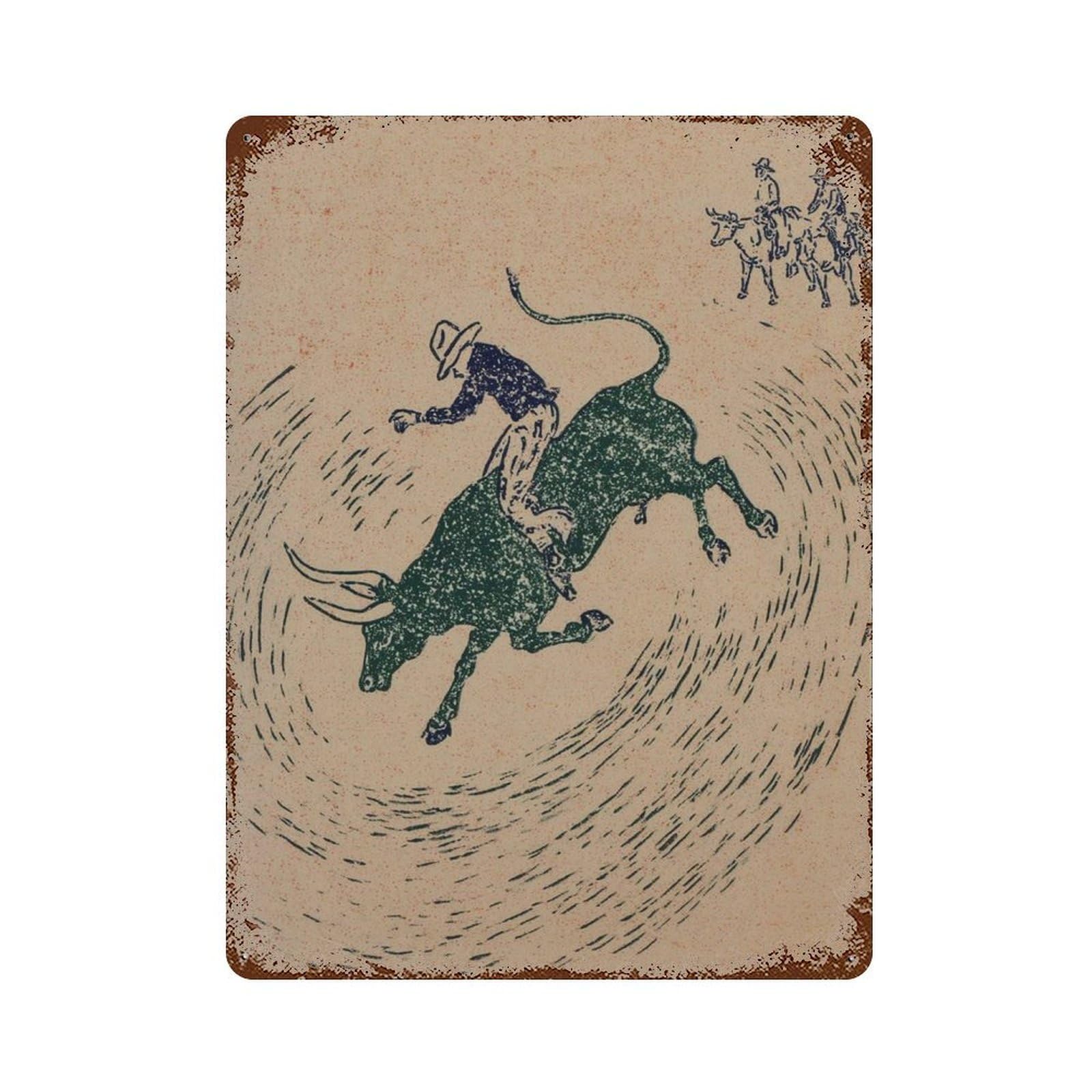 xiaoxiaoshen Rodeo Bull Riding Western Cowboy Rustic Wild West American Southwestern Work Wall Decor Art Metal Tin Poster Modern Home Decor Art Home Bar Shop Decorations Vintage Sign 40x30cm