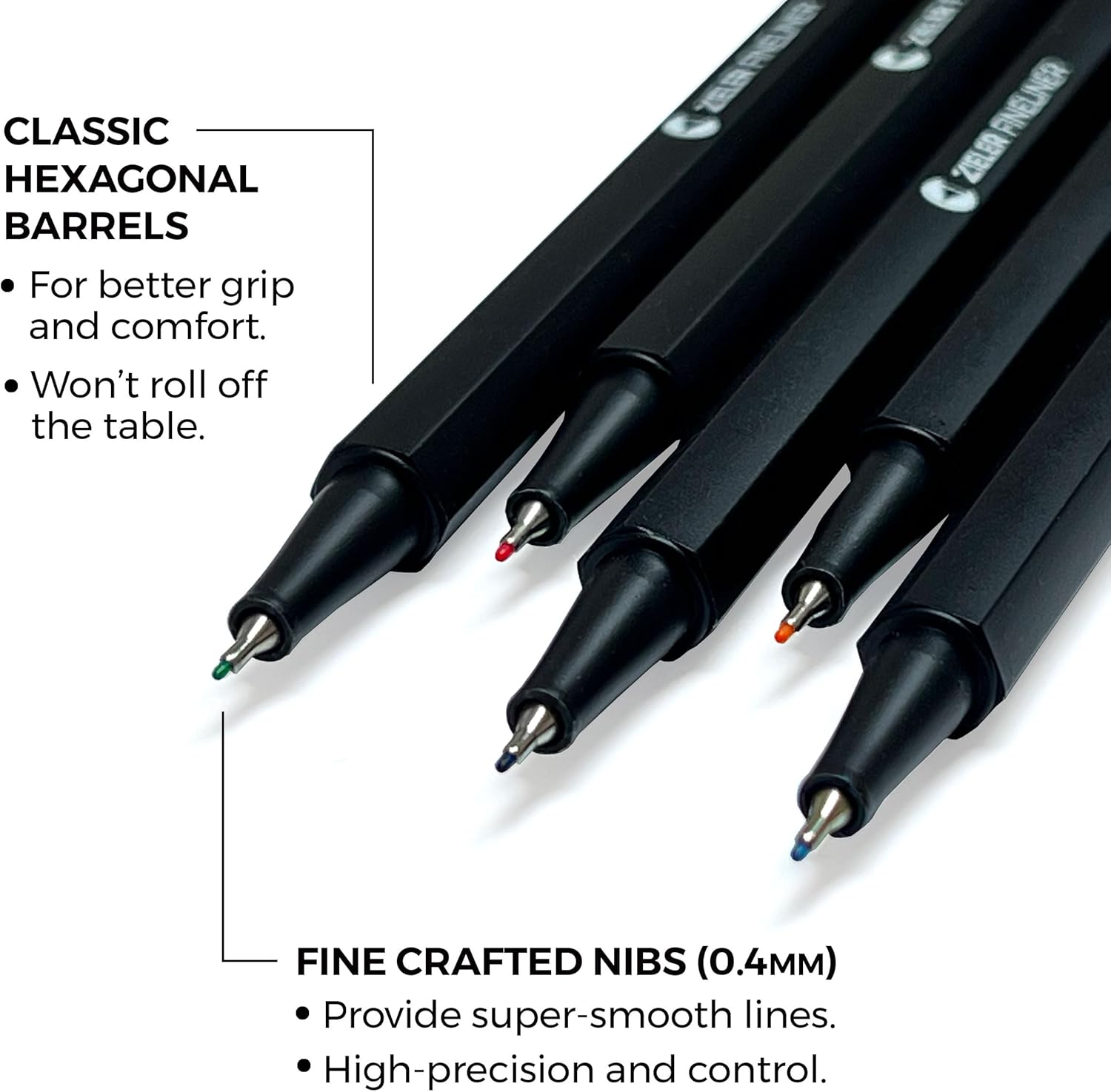 ZIELER 20 Colour Fineliner Pens Set, 0.4mm Line Width, Assorted Colours