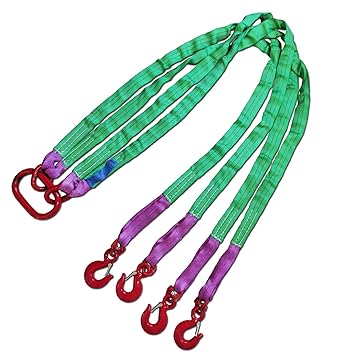4-piece Hanging Belt Sling Load Capacity 1.8 ft (3 g), Belt Width 2.0 inches (5 cm), Sling Belt with Hook, Belt Type, Screw Shackle Type, 4 Hanging Tools, 6.6 ft (2.0 m), 3,000 kg, Load Capacity 3.0 t