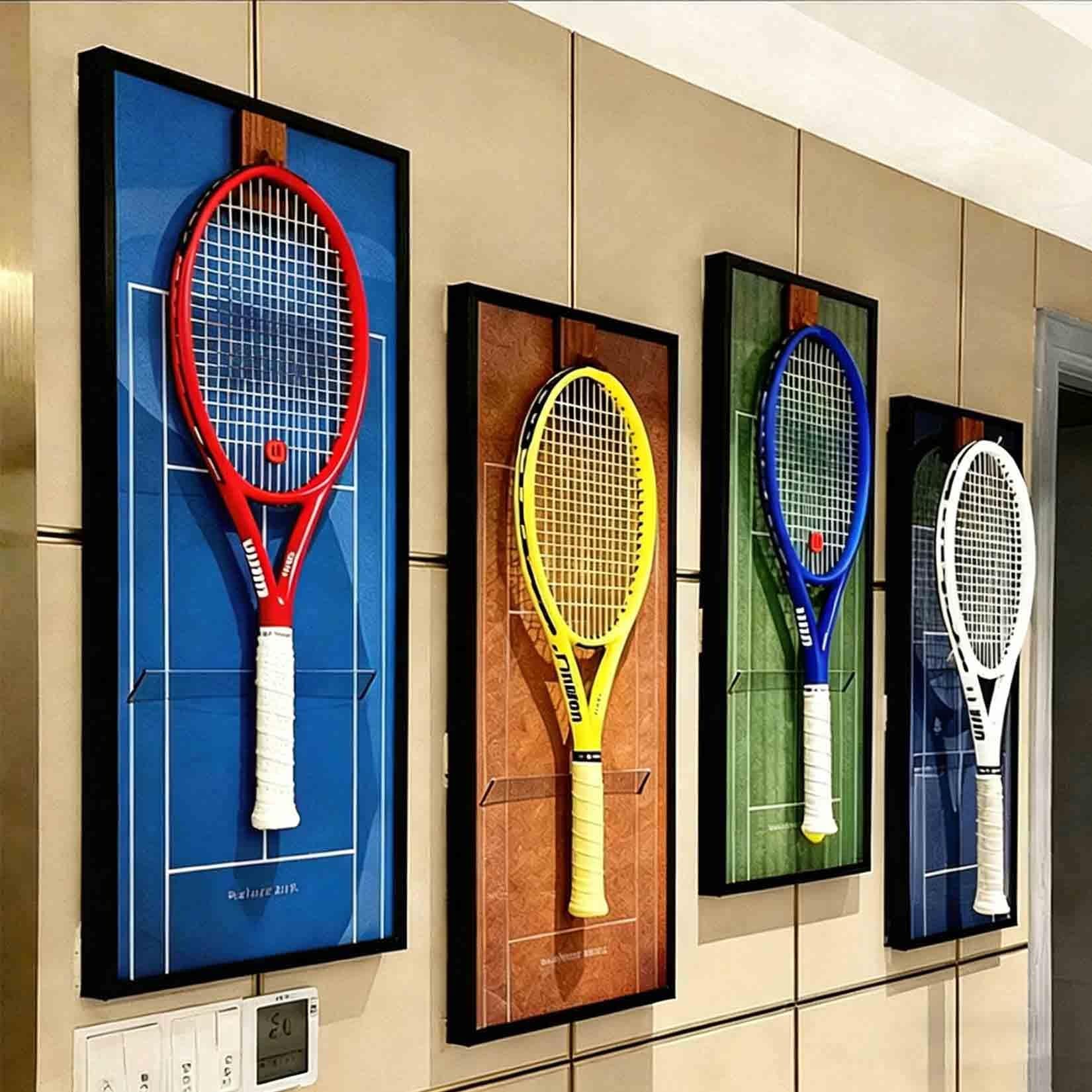 Cornice per Racchetta da Tennis - cornice espositiva con retro in lino per Casa, Soggiorno, Camera da Letto per esposizione di attrezzi sportivi (40 x 80 cm)(B)