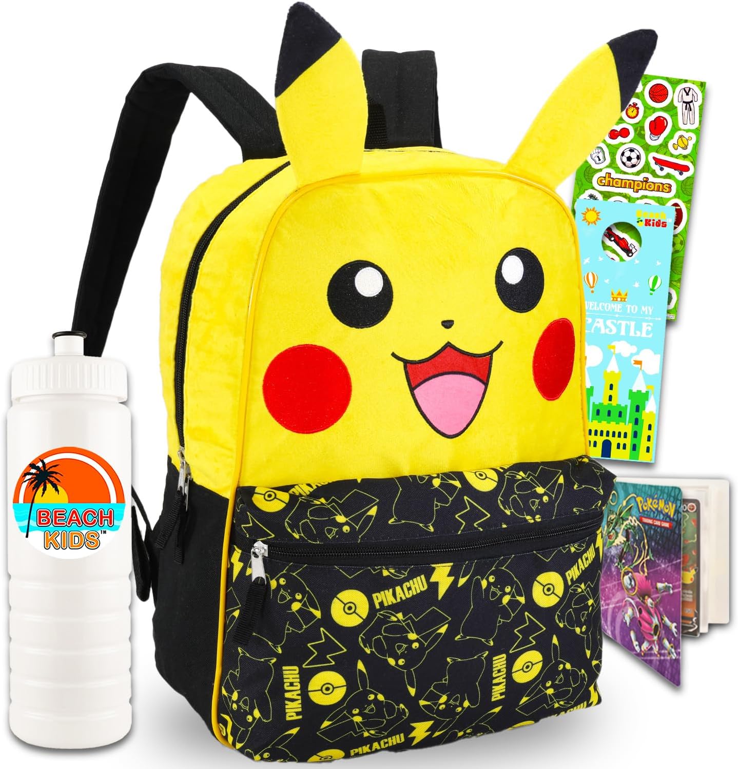 Nintendo Pikachu Backpack for Boys Bundle with 16