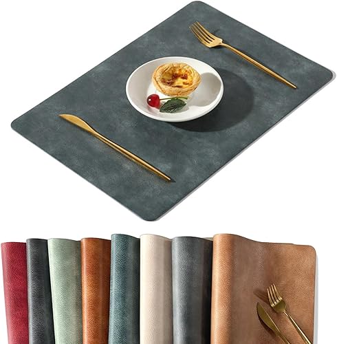 UnivoColors - Juego de 4 manteles individuales de piel sintética con patrón de piel de vaca lavada, resistentes al calor, impermeables, lavables